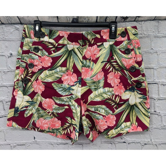 Ann Taylor Factory Women Floral Tropical Shorts Red Size 10