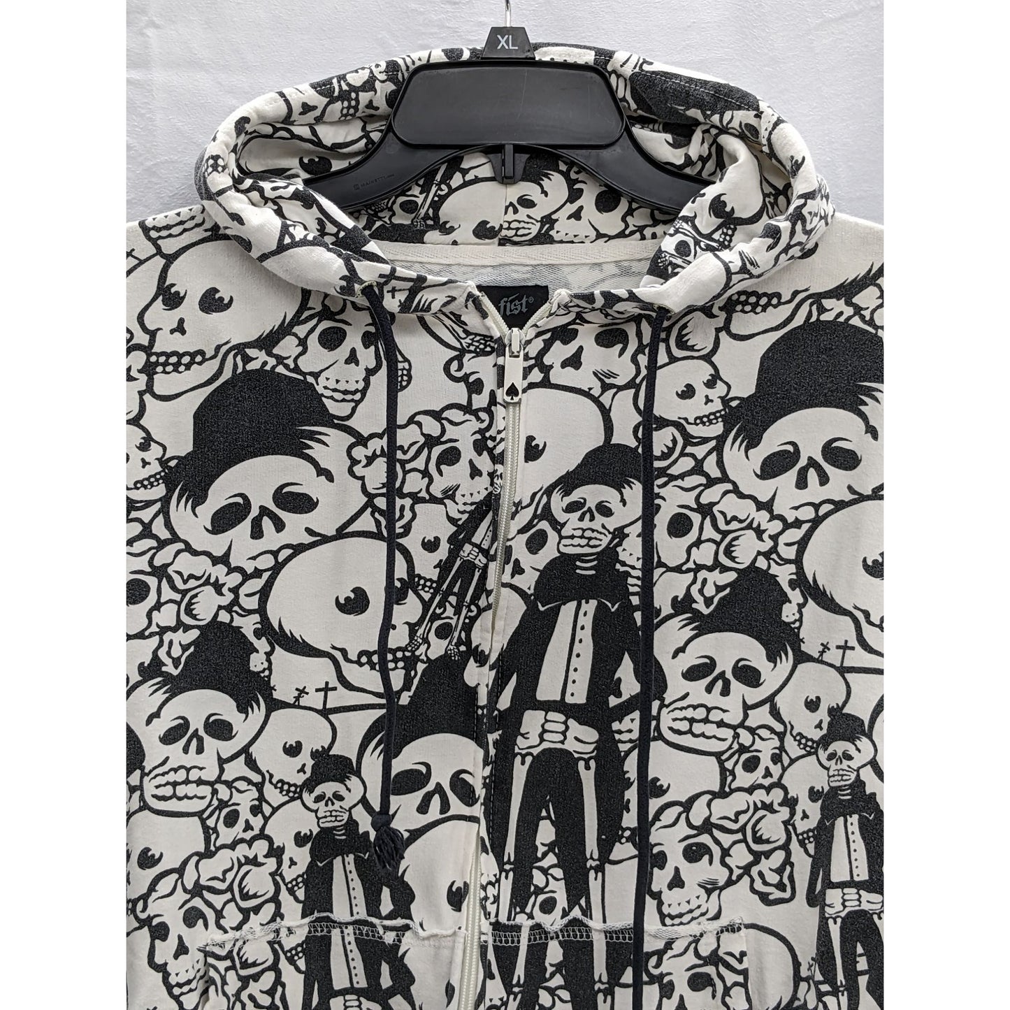 Iron Fist Men Dia De los Muertos Full Zip-Up Hoodie Size L