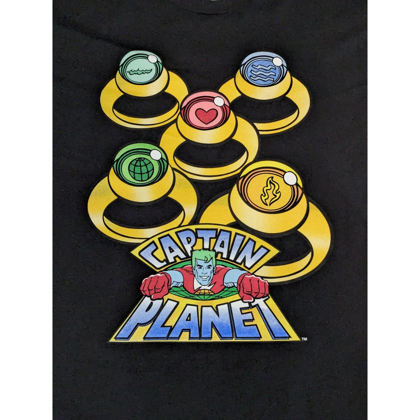 Captain Planet and the Planeteers Planeteer Rings Graphic Cosplay T-Shirt Size M