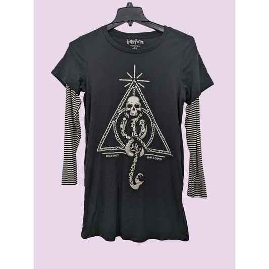 Harry Potter Women Dark Mark Long-Sleeve Cosplay Grunge T-Shirt Dress Size S