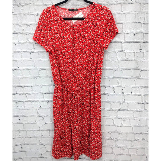 Banana Republic Women Blouson Floral Ruffle Red Dress Size M - NEW