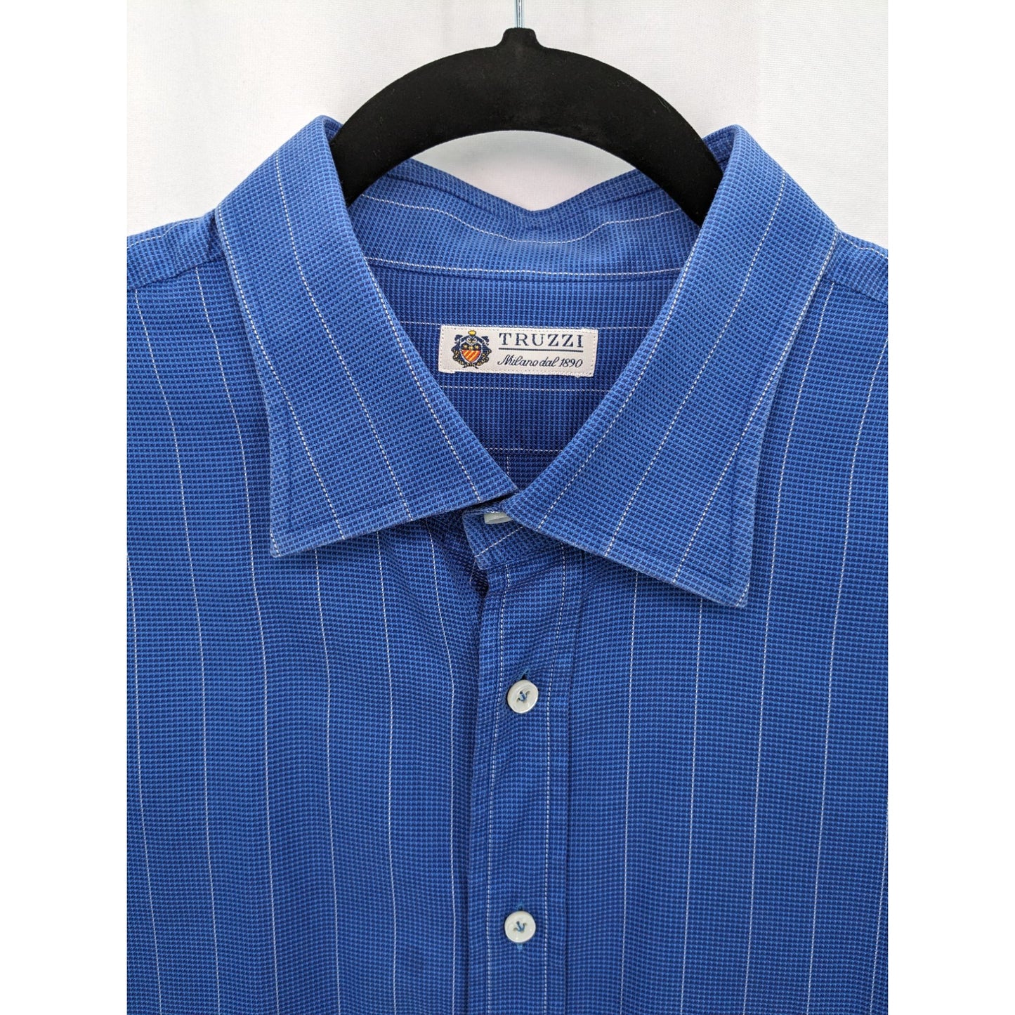 Truzzi Milano dal 1890 Men Blue Striped Button-Up Long Sleeve Shirt Size 18/46