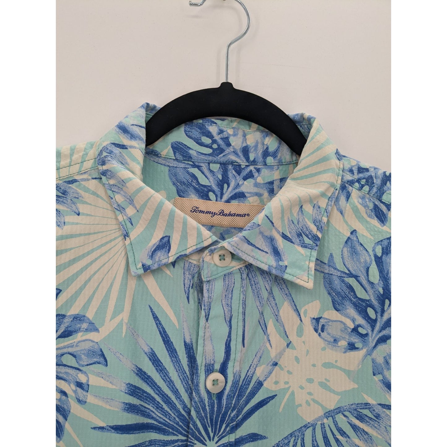 Tommy Bahama Blue Hawaiian Tropical  Short Sleeve Button-Up Men Shirt Size L