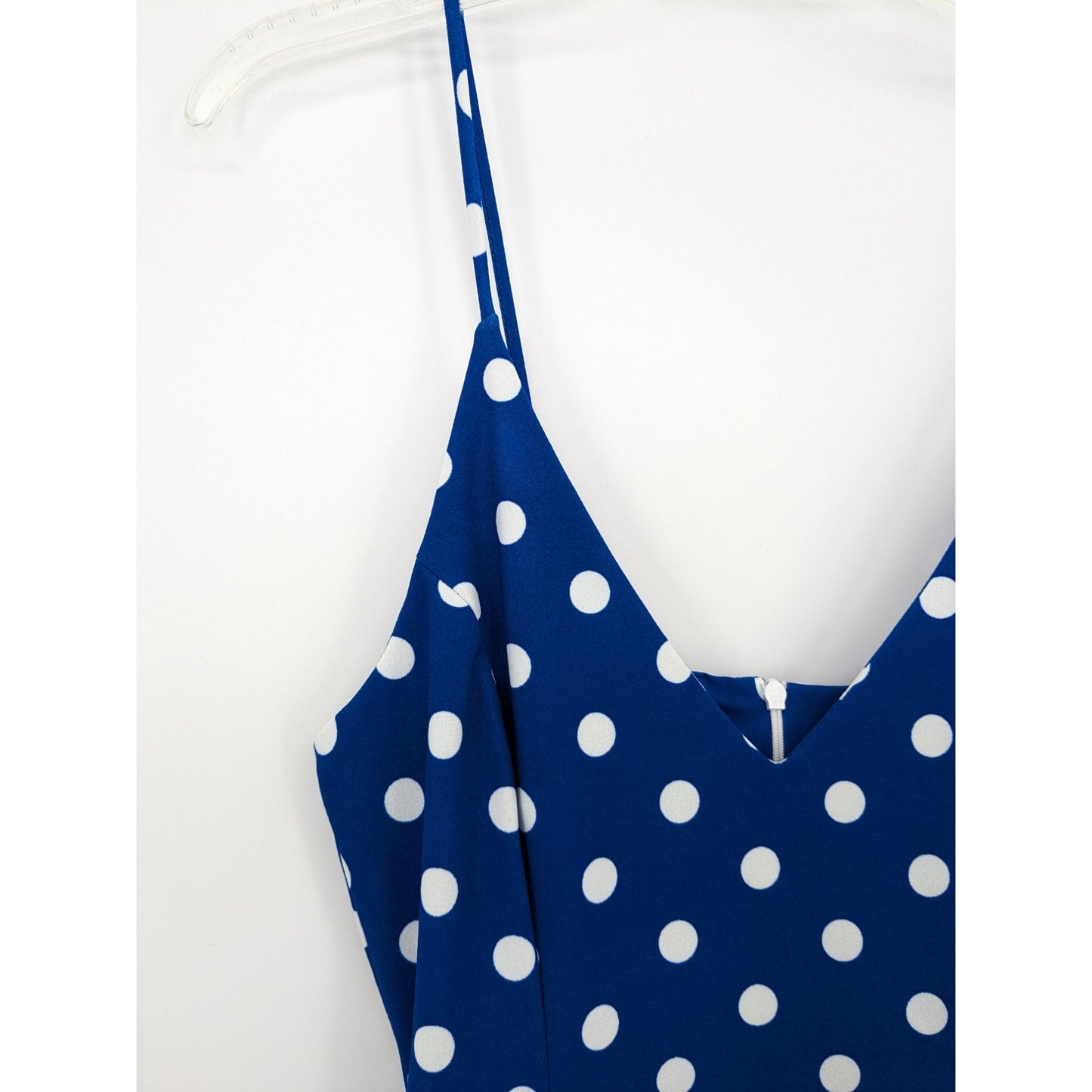 Lorette Women Boutique Blue Polka dot Retro Glam Classy Strap Mini Dress Size L