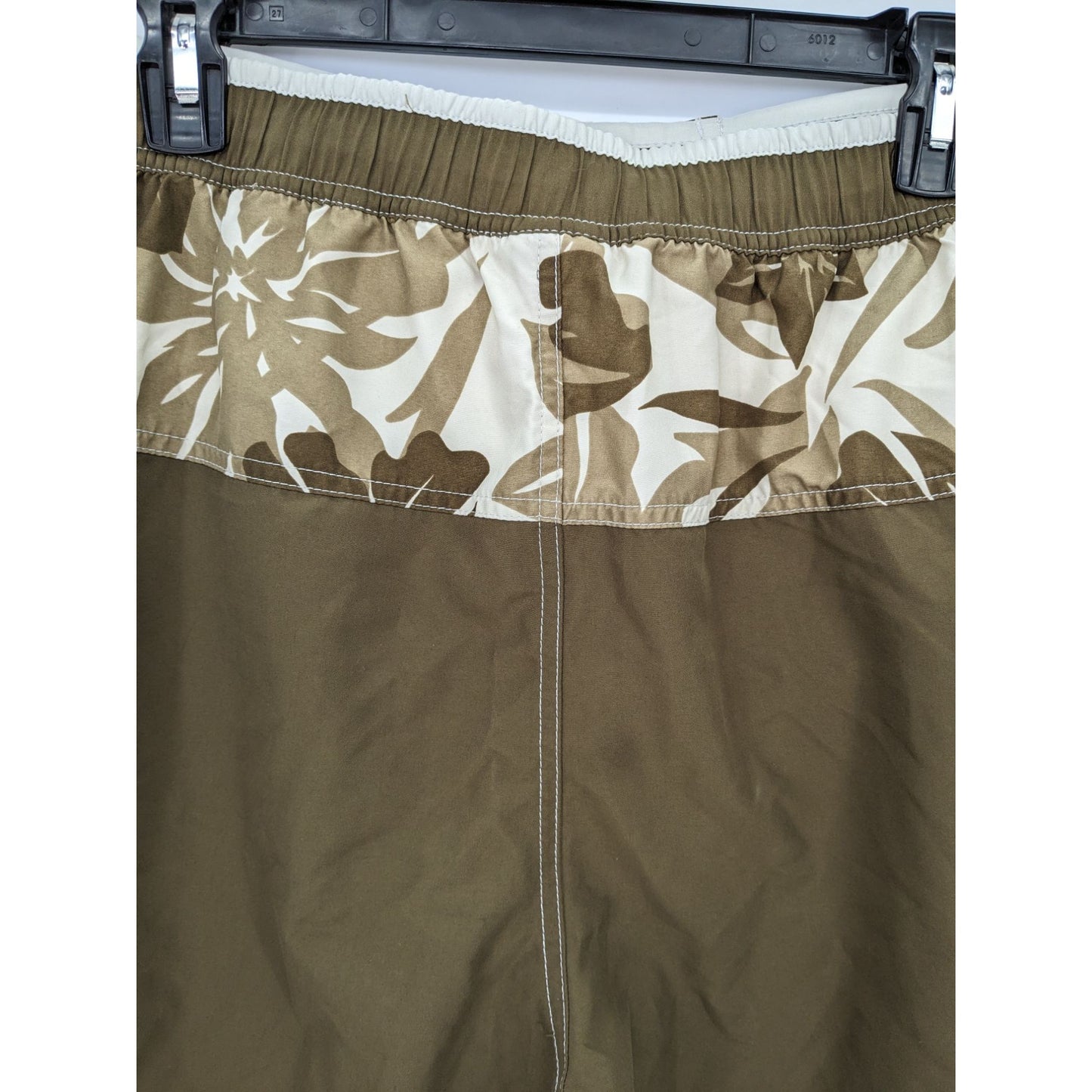 Speedo Brown & Tan Hawaiian Floral Men Stretch Waist Swim Shorts Trunk Size 36