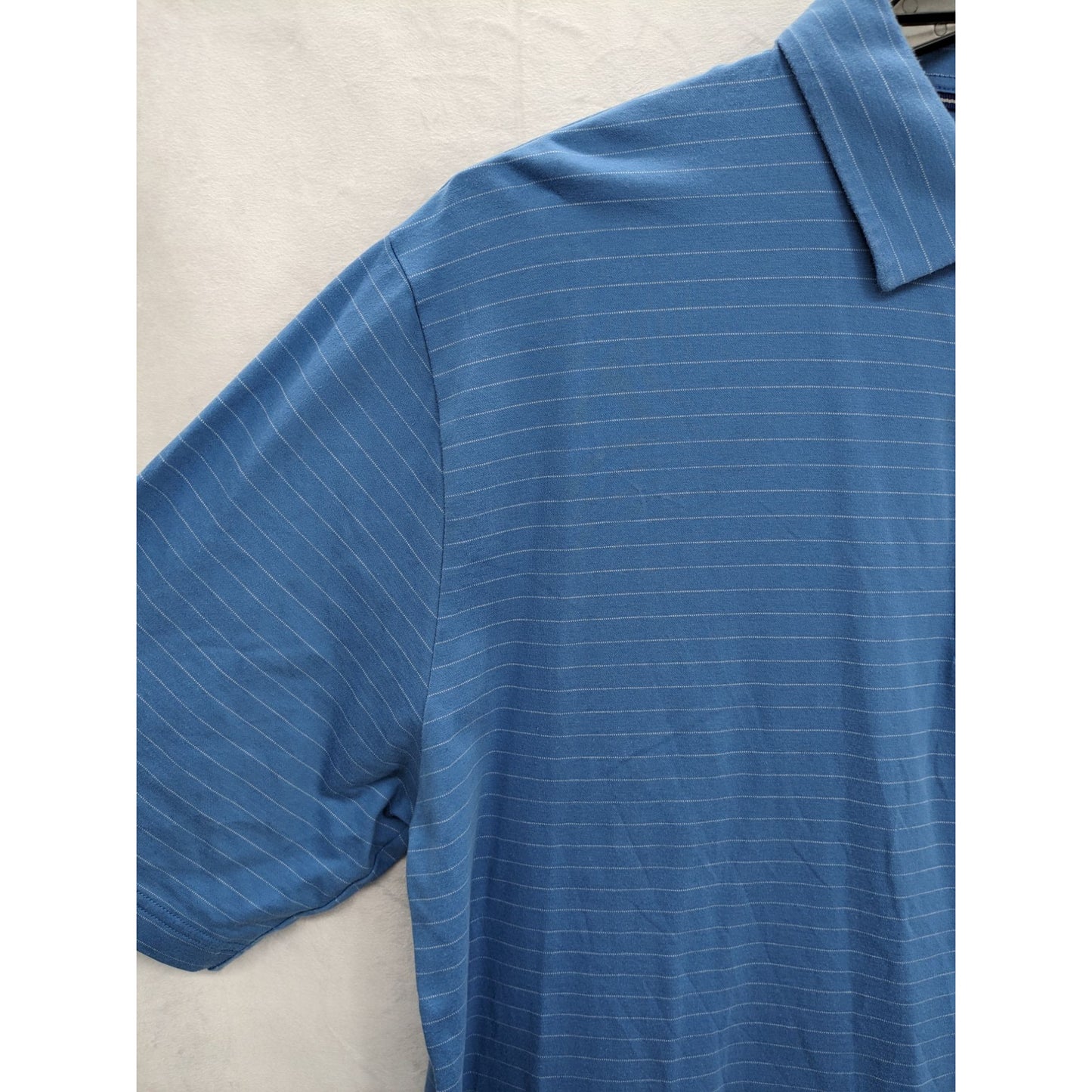 FootJoy Men Blue Pin Striped 1/4 Button-Up Supima Cotton Polo Shirt Size XL