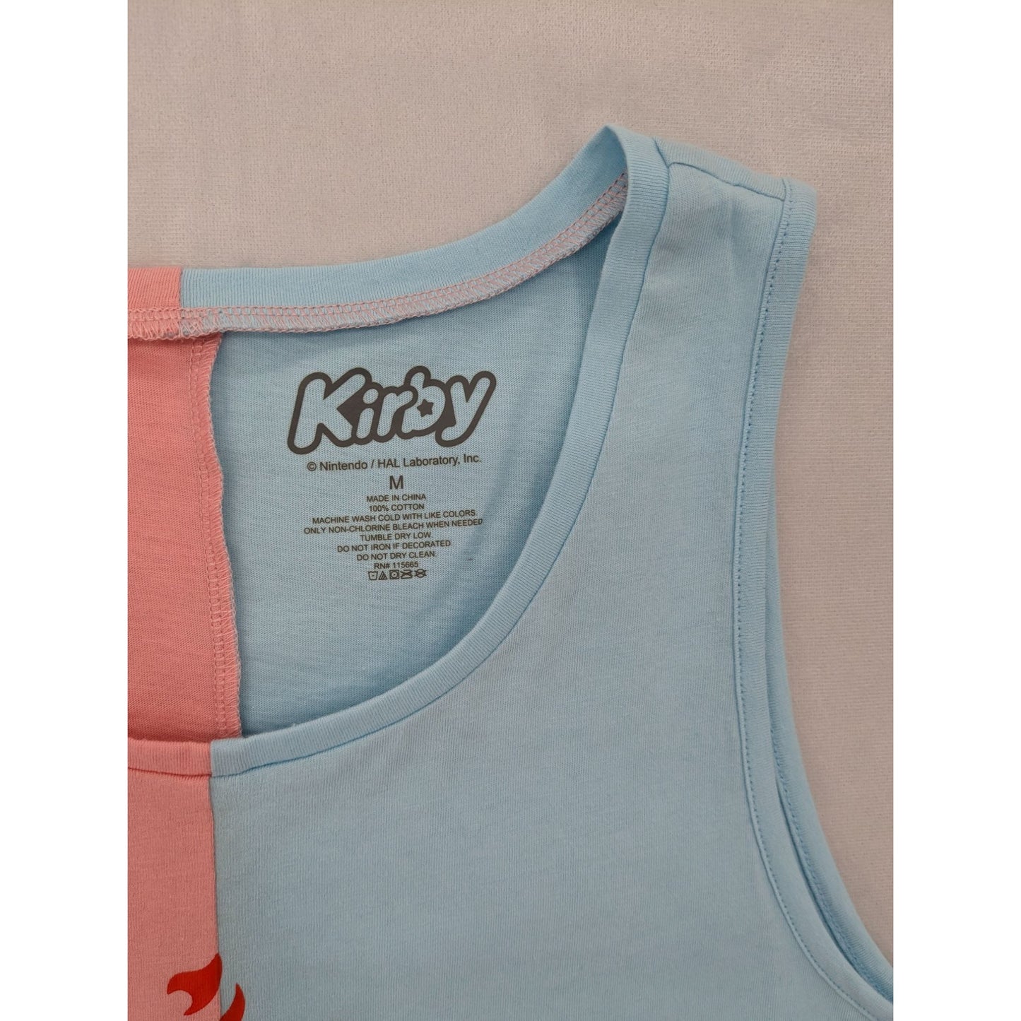 Nintendo Kirby Fire Split Crewneck Sleeveless Cosplay Men Print Tank Top Size M