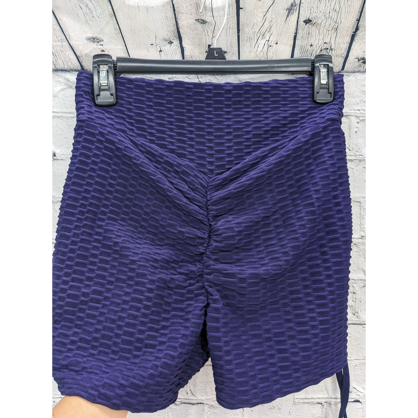 Forever 21 Women Purple Active Textured Drawstring Biker Shorts Size XL