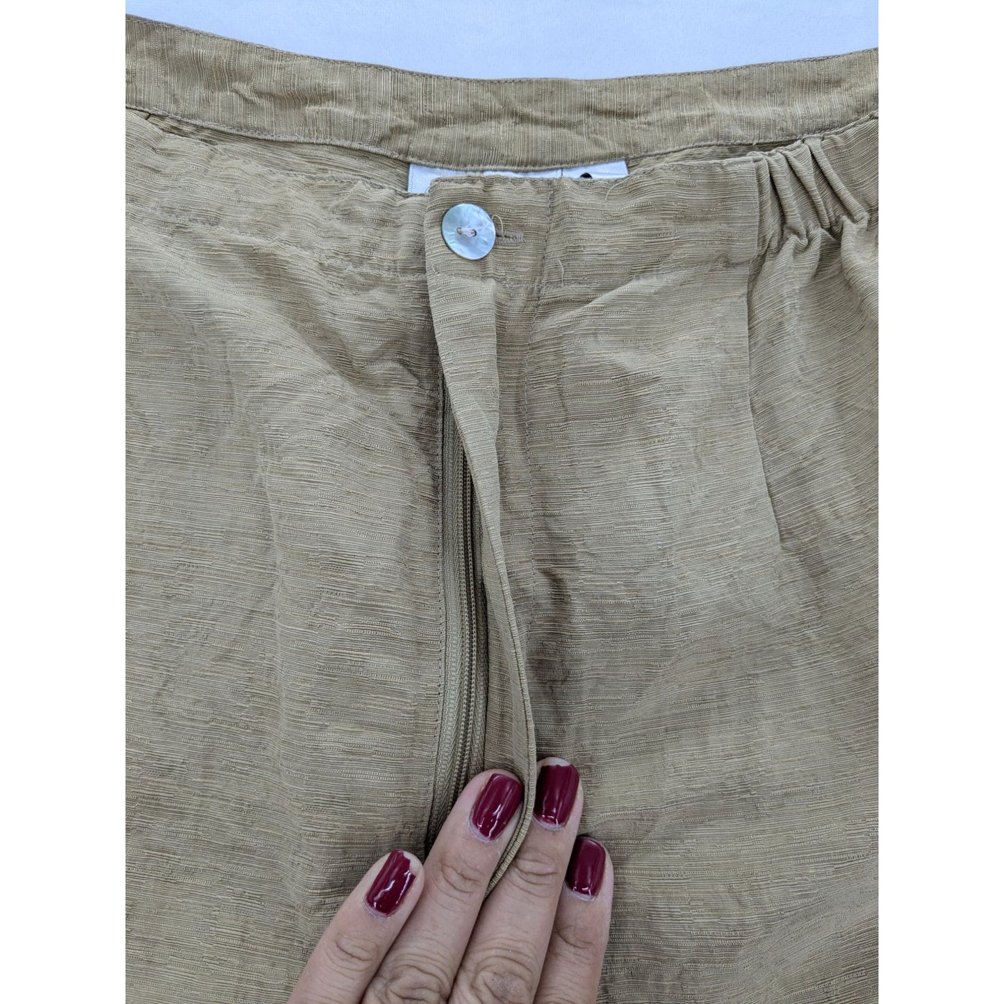 Chico's Khaki Silk & Linen Blend Vintage Cropped Wide Leg Women Pants Size XL