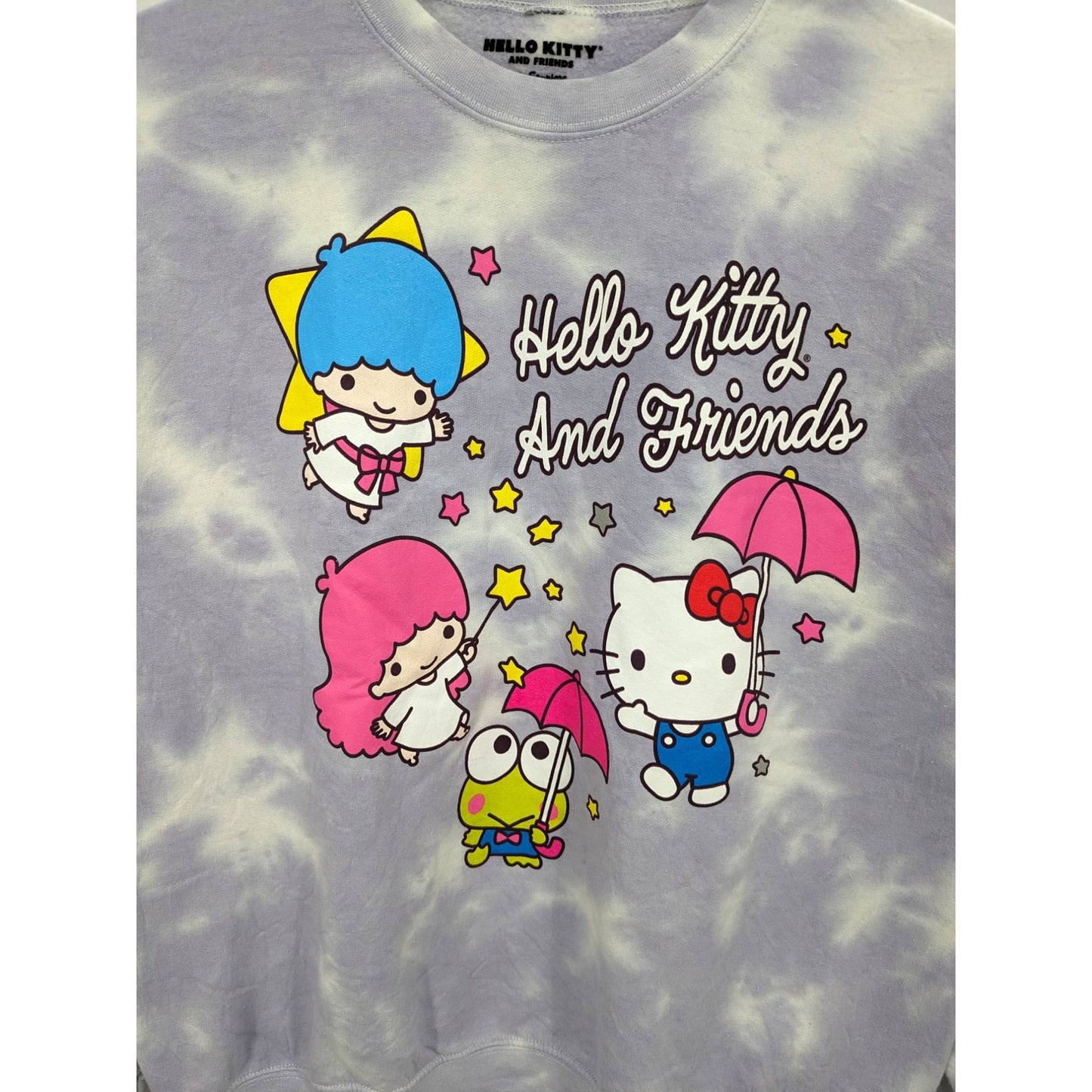 Hello Kitty And Friends Women Stars Lavender Tie-Dye Pullover Sweatshirt Size L