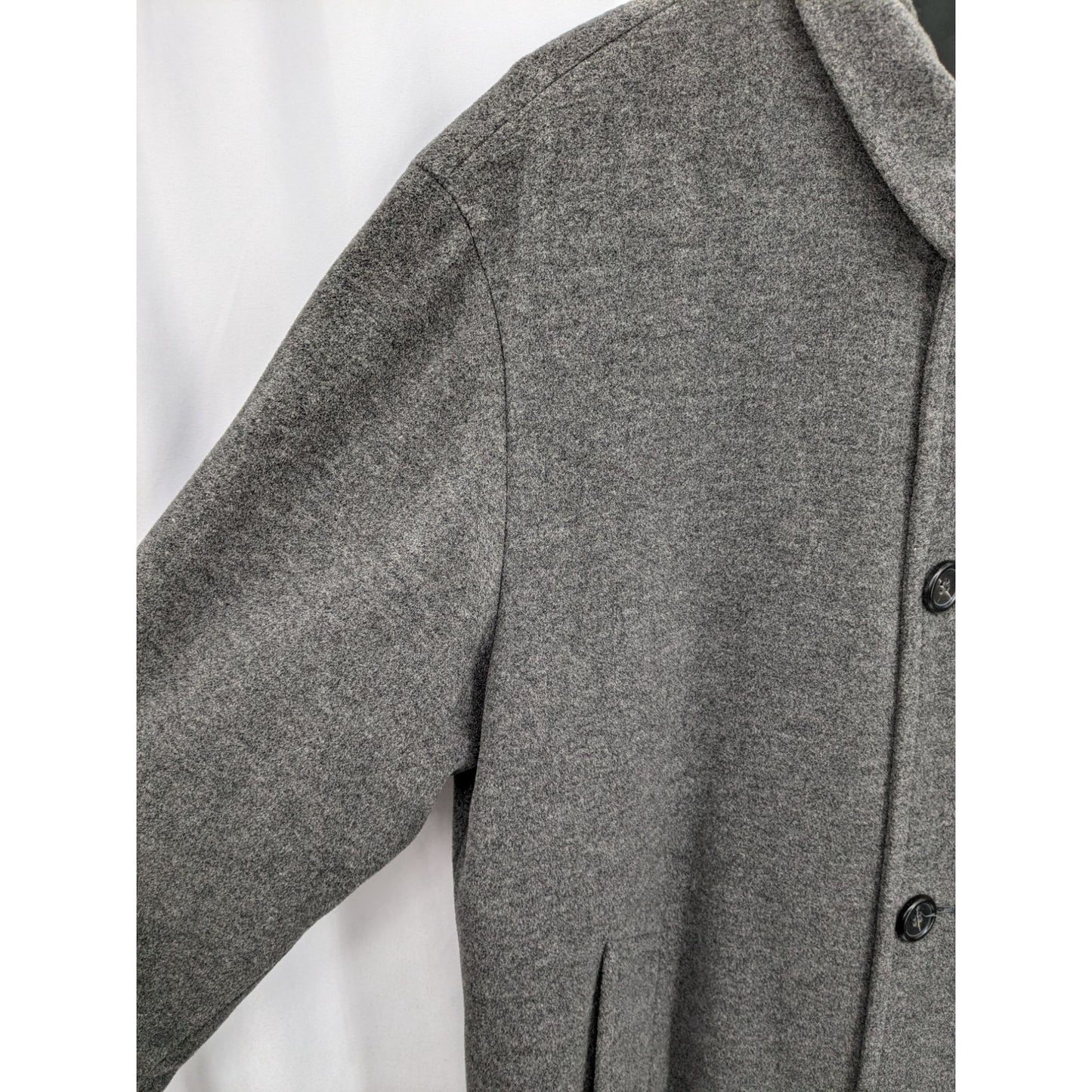 Hugo Boss Men Gray Royale 100% Wool Long Single Breast Trench Coat Size 44R