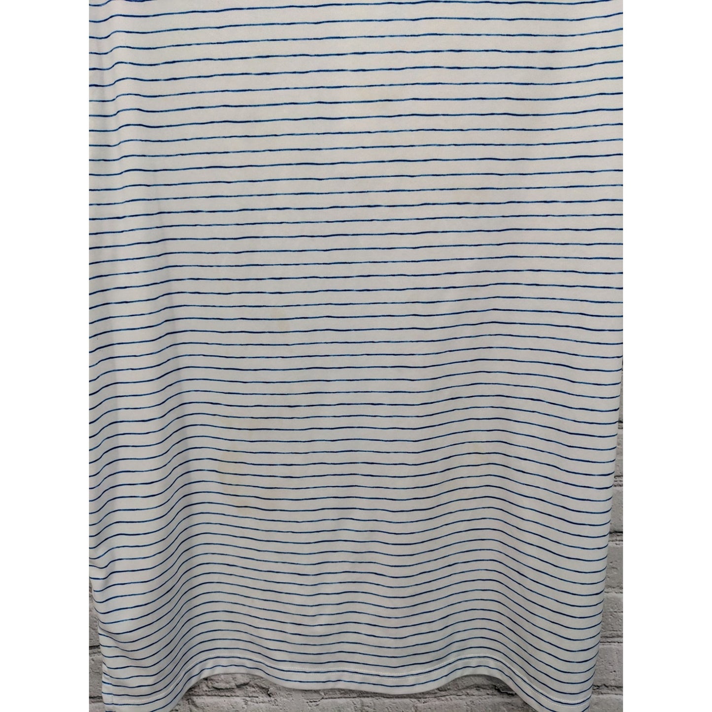 Greg Norman Men's White & Blue Striped Short Sleeve Polo Shirt Size L