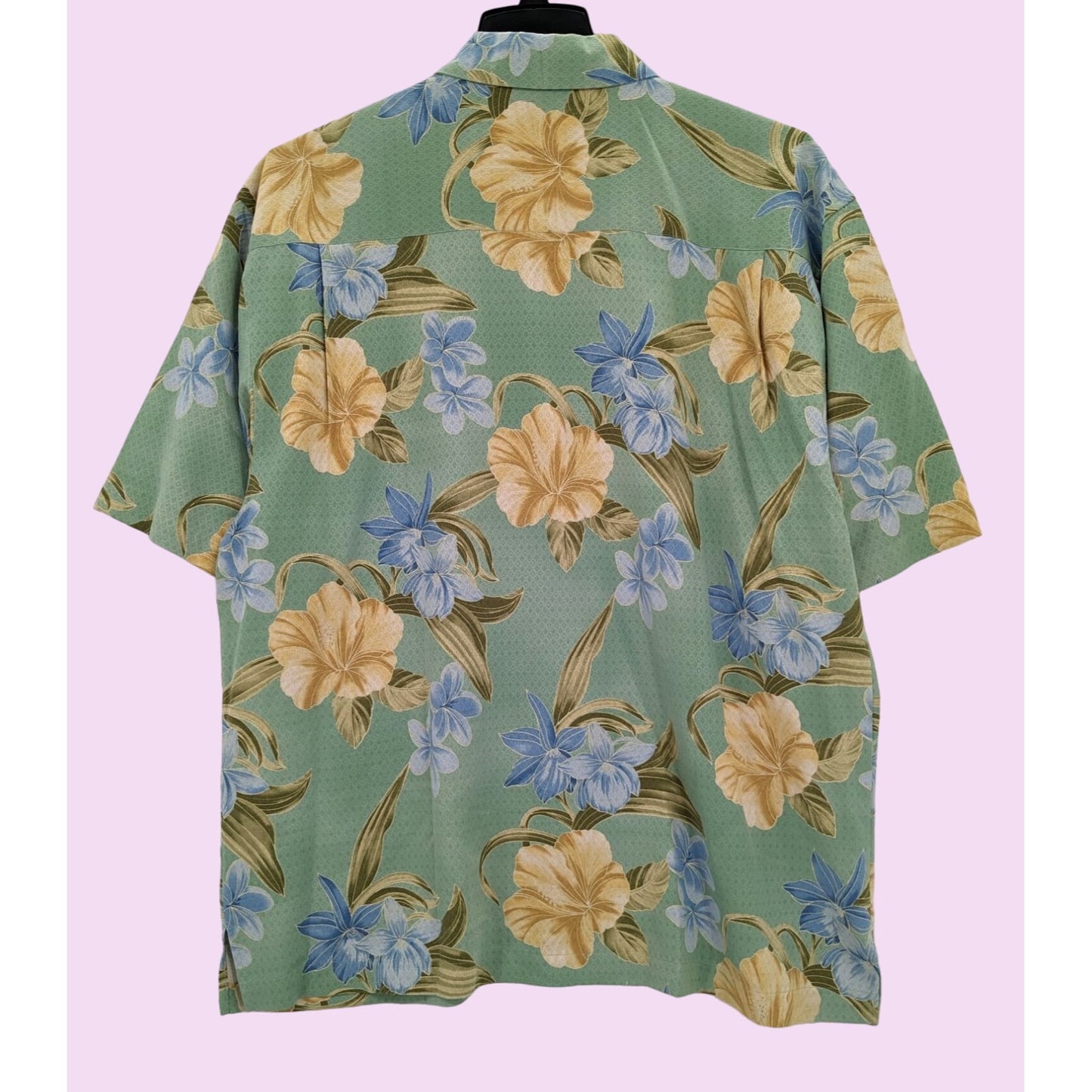 Jamaica Jaxx Hawaiian Tropical Collar Button-Up Short Sleeve Silk  Shirt Size XL