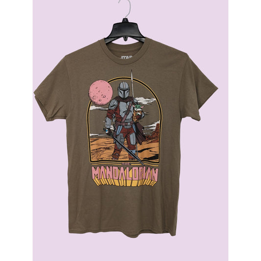 Star Wars Men Brown The Mandalorian Graphic Print Cosplay Earthy T-Shirt Size M