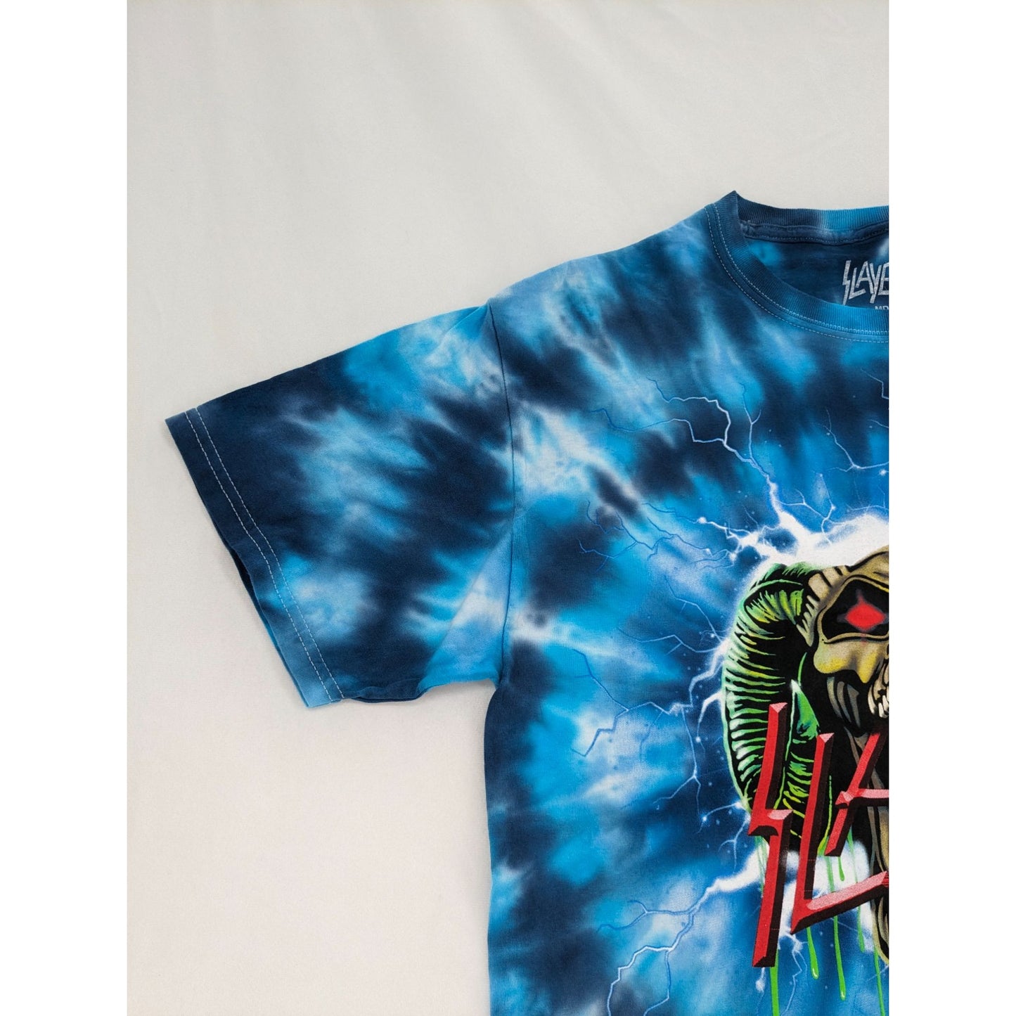 Slayer Demon Blue Tie-Dye Rock Band Crewneck Pullover Unisex  T-Shirt Size M