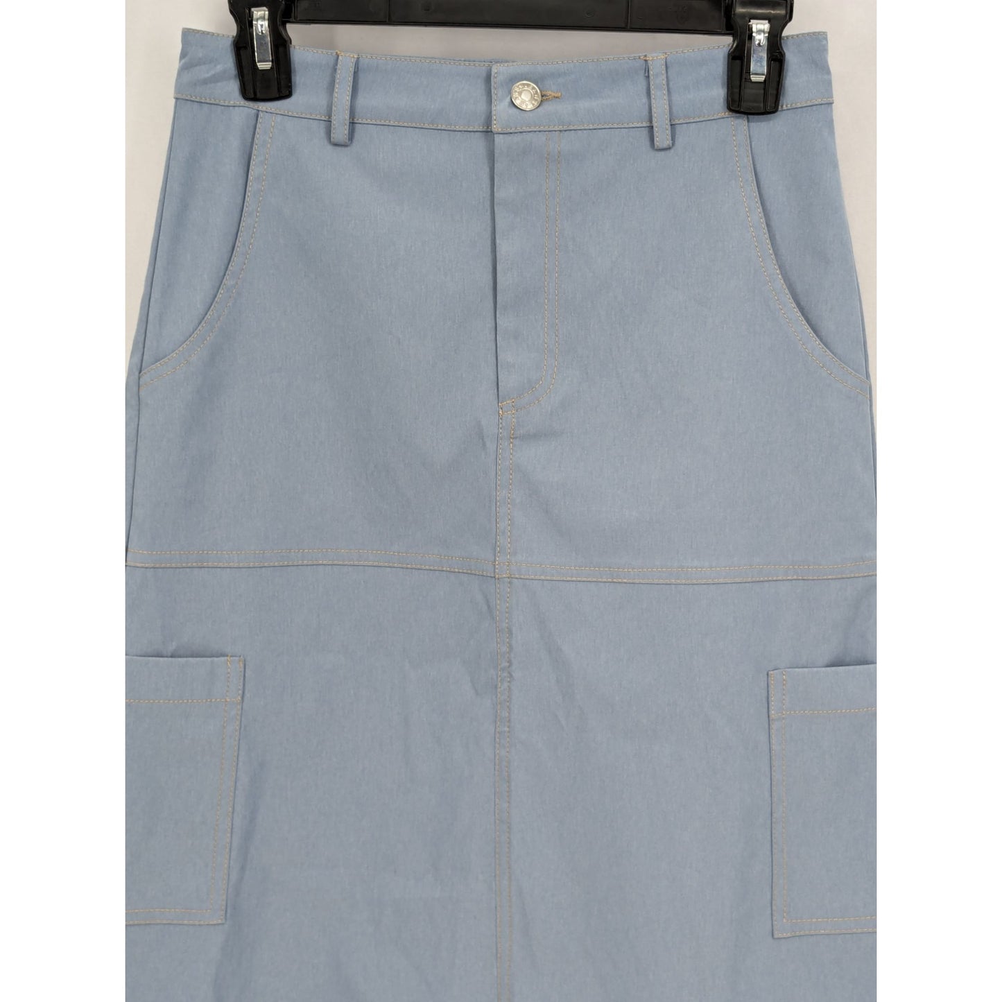 Pretty Garbage Women Blue Cargo Pockets Midi Utility Skirt Size S