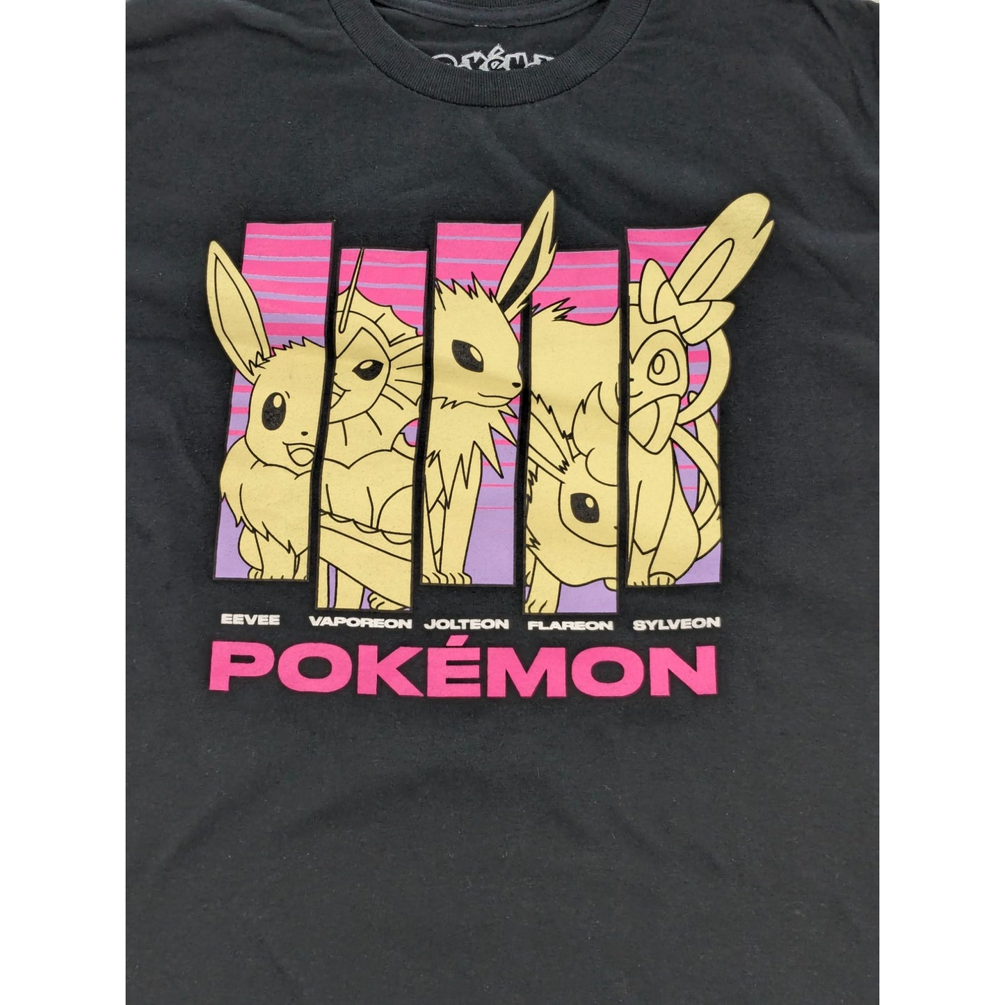 Pokémon Black Eevee Panels Boyfriend Fit Women Cosplay Crewneck T-Shirt Size M