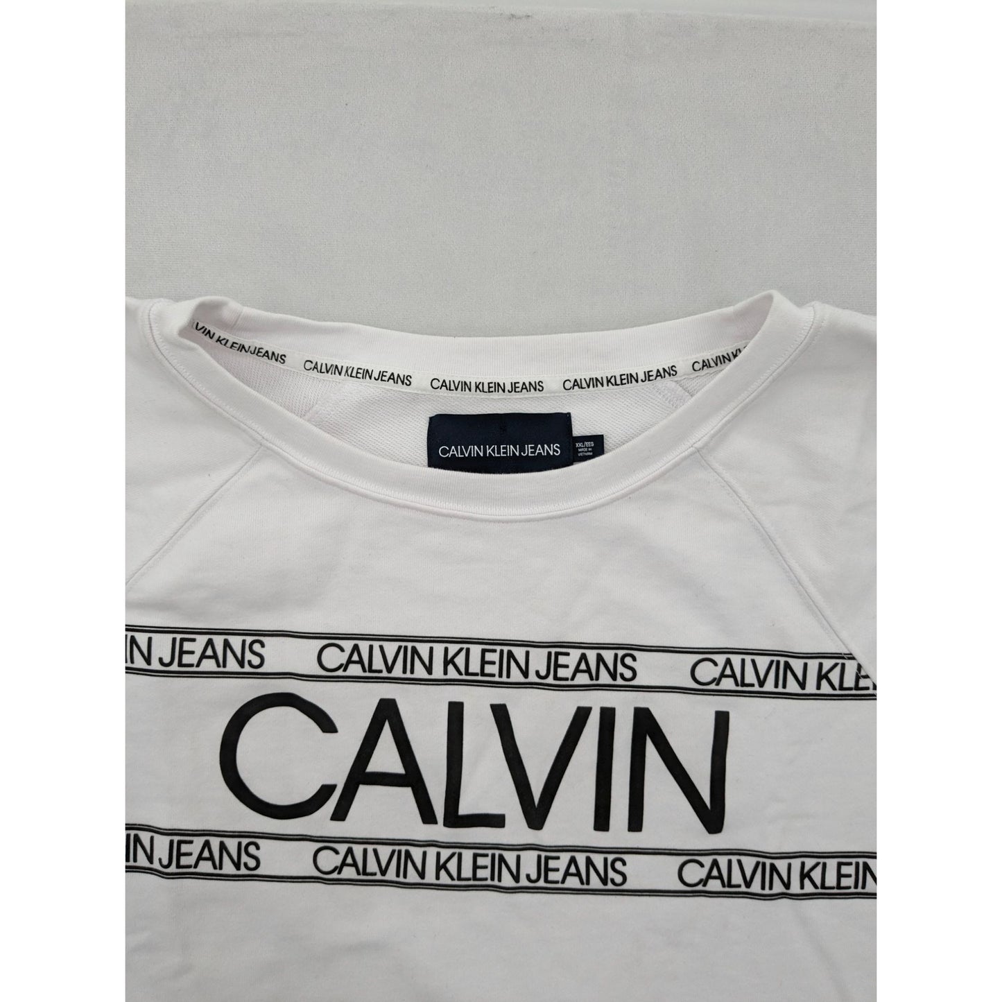 Calvin Klein Jeans Logo Crewneck Jersey Athleisure Cropped Women T-Shirt Size XL