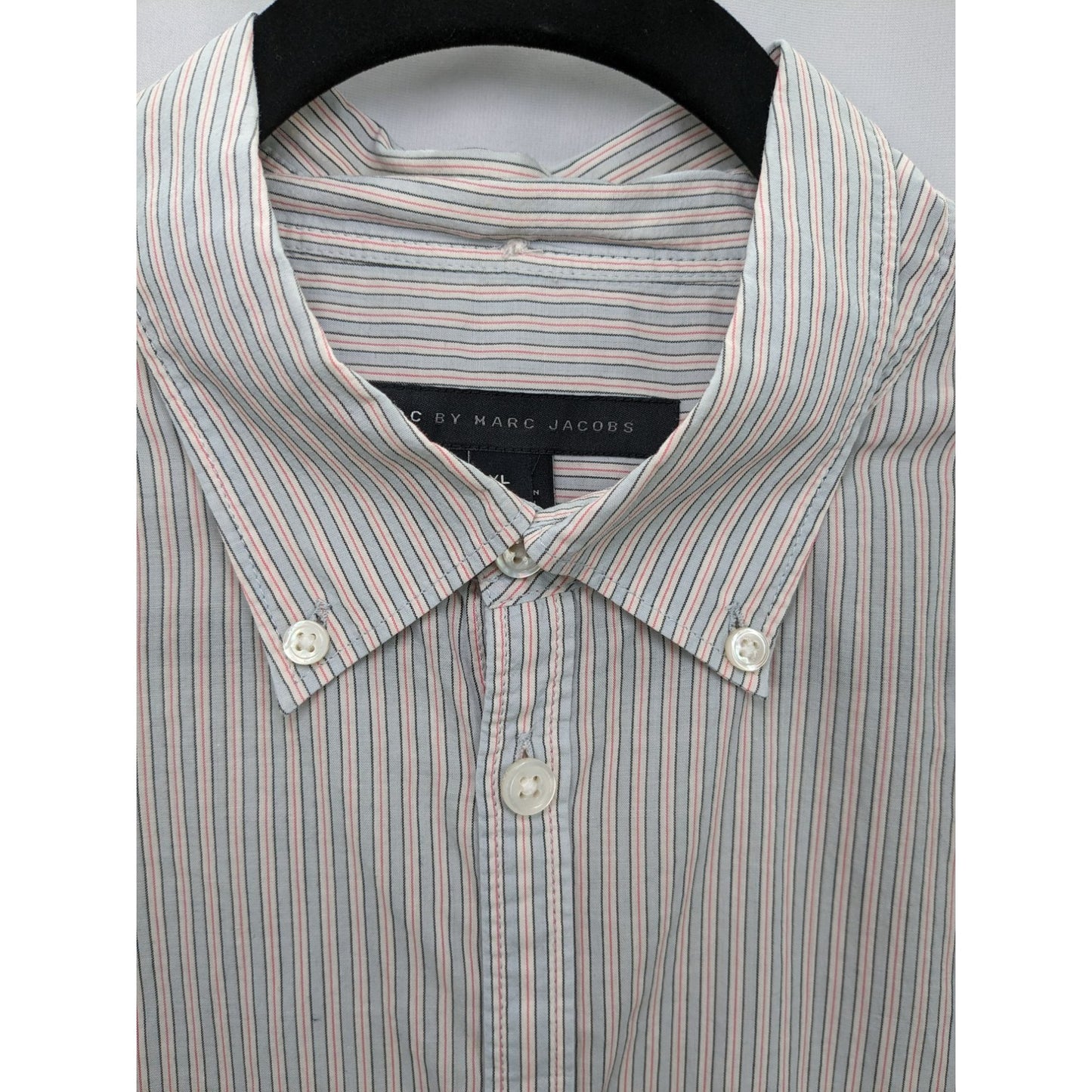 Marc By Marc Jacobs Men Pinstriped Long Sleeve Button-Up Dress Shirt Size XL