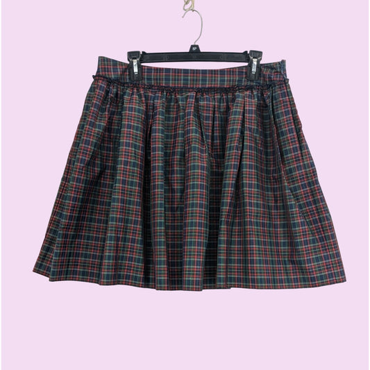 Tommy Hilfiger Blue Plaid Ruffle Academia Short Lined Women Preppy Skirt Size 14