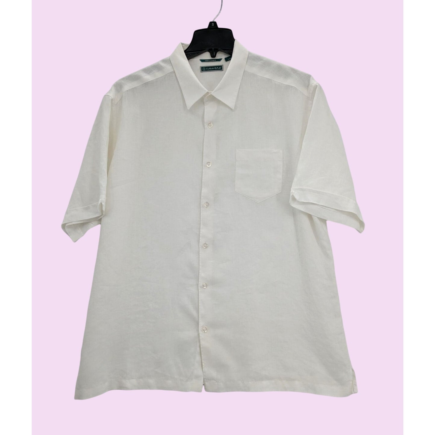 Cubavera White Linen Short Sleeve Button-Up Minimalist Preppy Men Shirt Size XXL