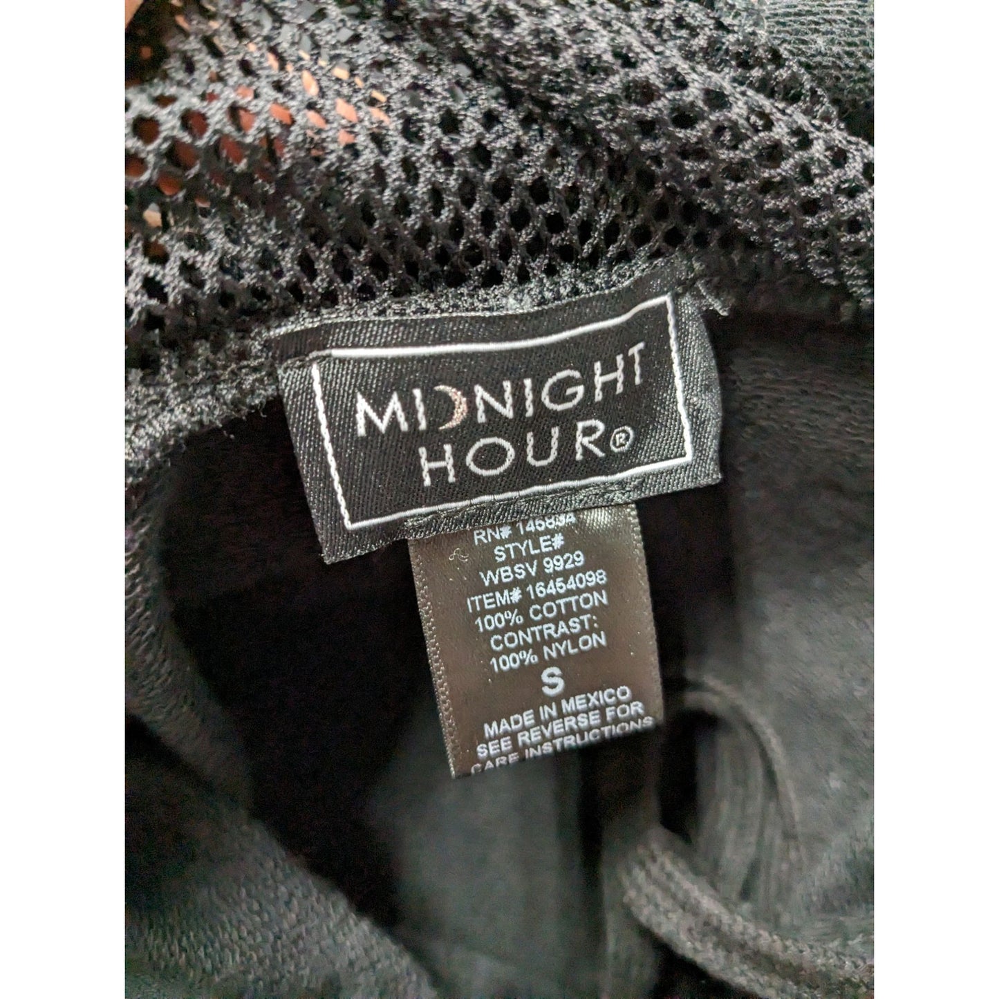 Midnight Hour Mother Nature Magic Mesh Women Black Crop Pullover Hoodie Size S