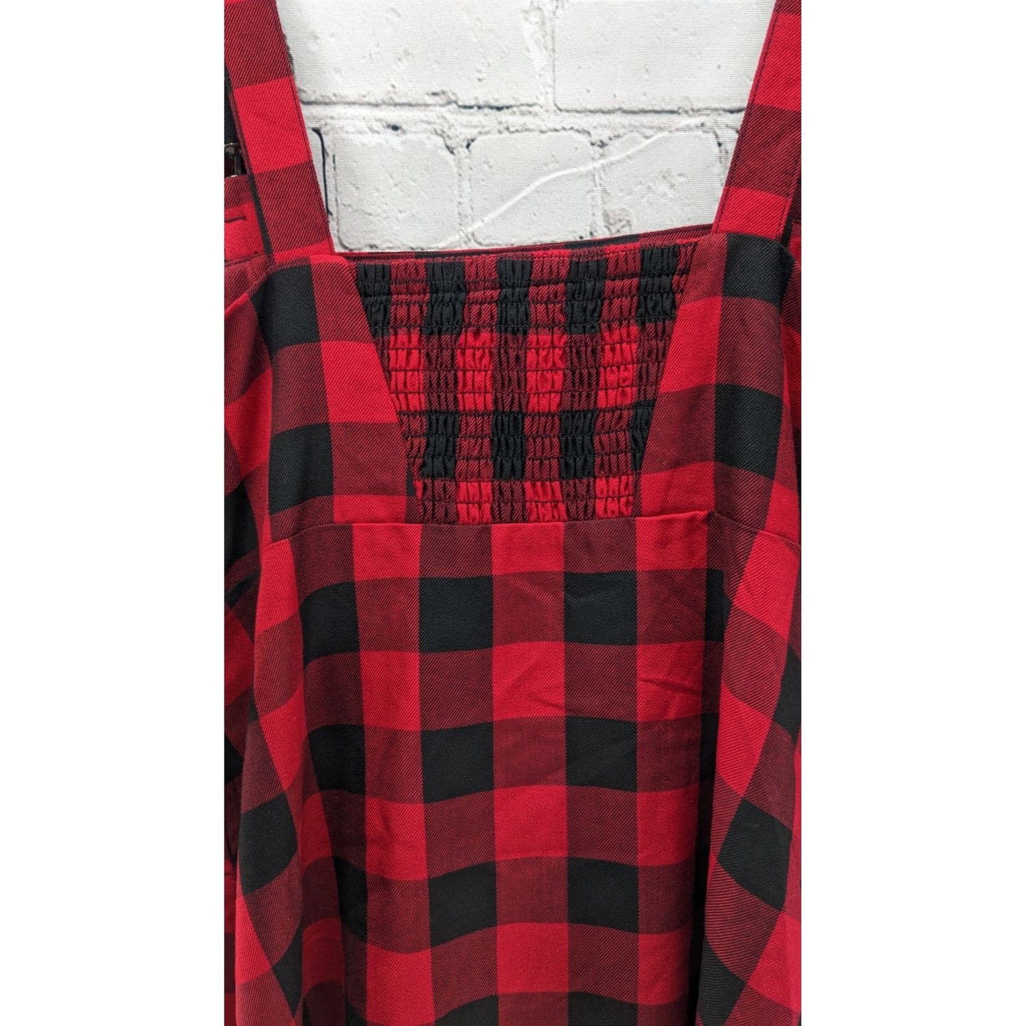 Hot Topic Women Red Buffalo Plaid Buckle Strap Dark Academia Mini Dress Size M