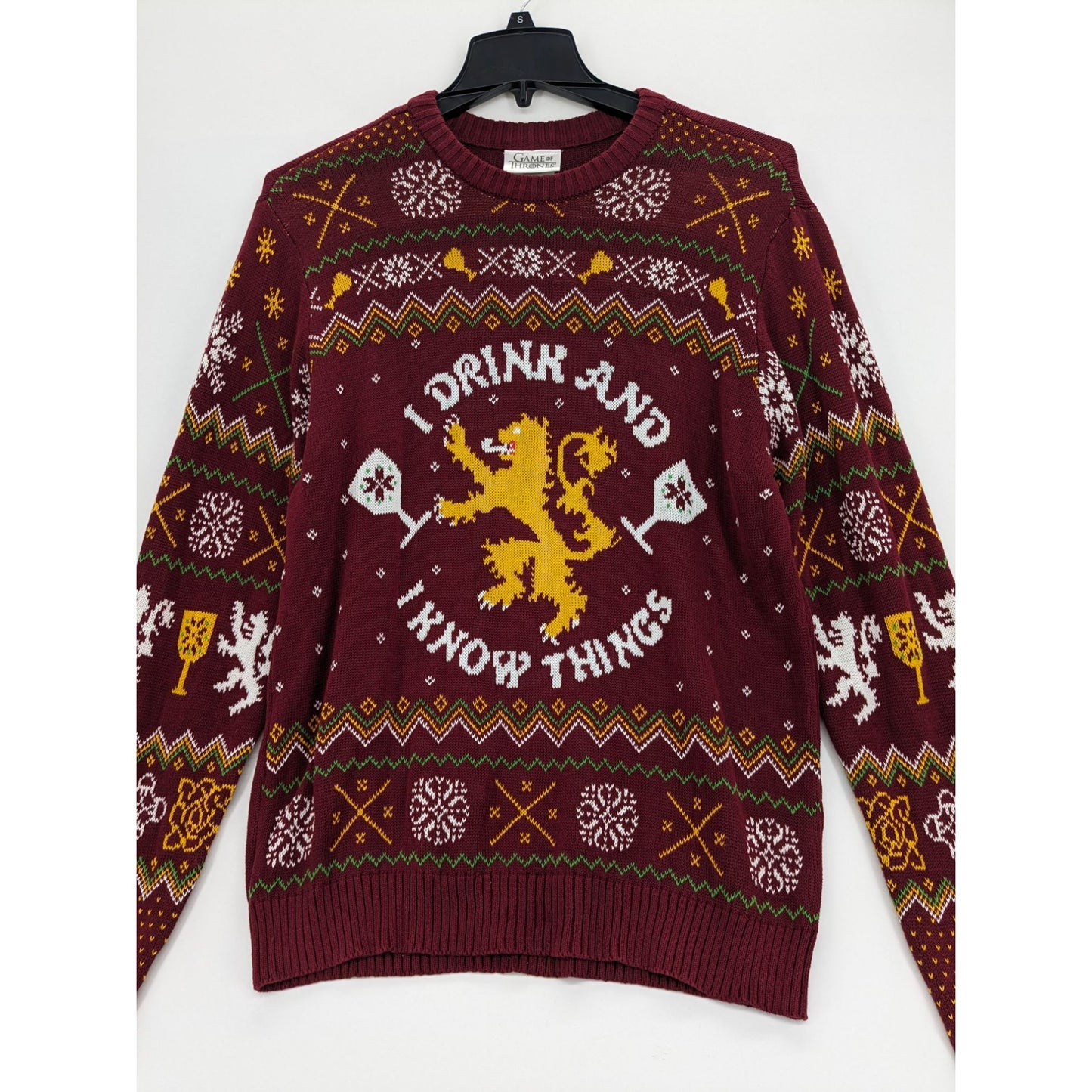 Game Of Thrones Burgundy Pullover Knit Holiday Cosplay Fair Isle Sweater Size L