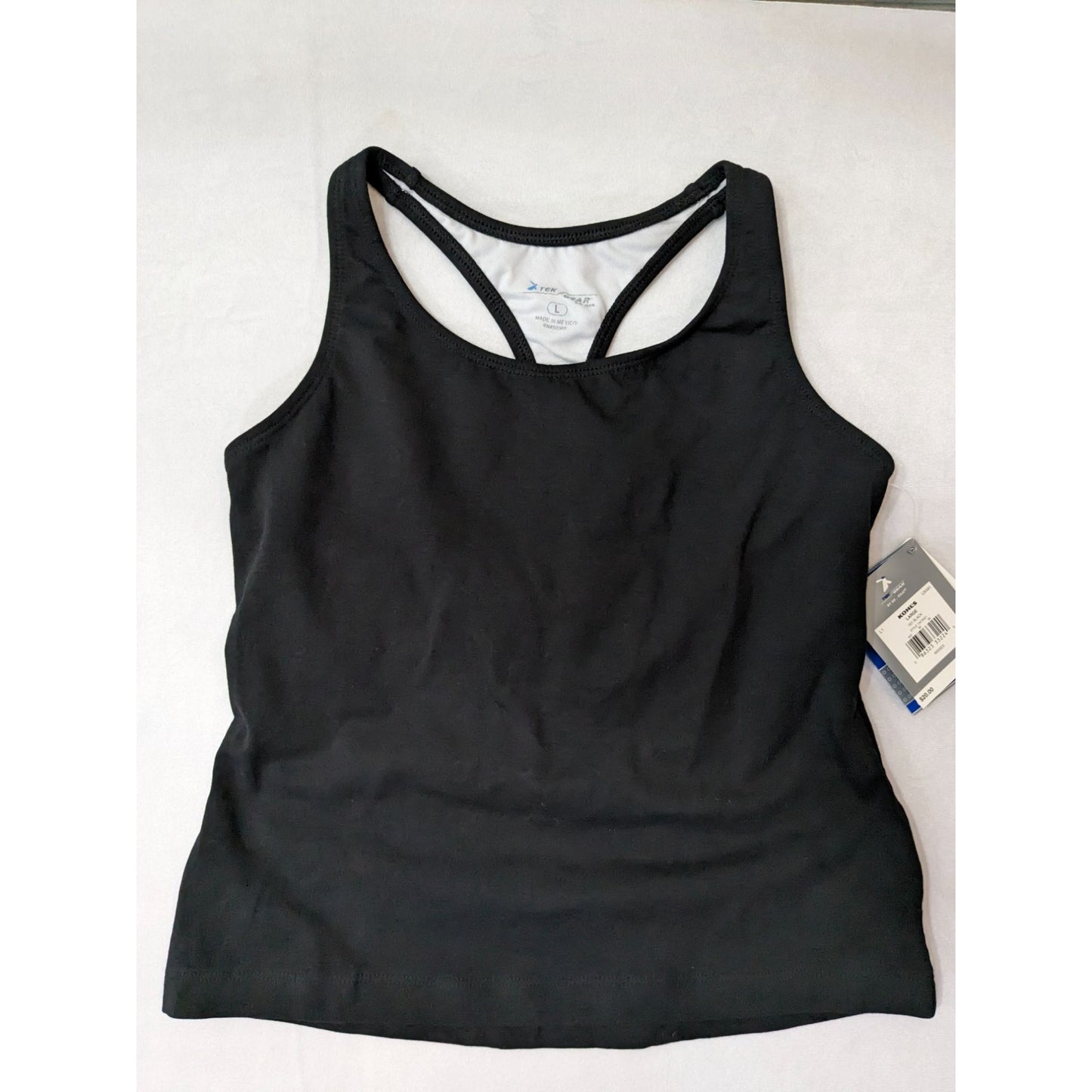 Tek Gear Black Inner Shelf Bra Quick Dry Workout Racerback Women Tank Top Size L