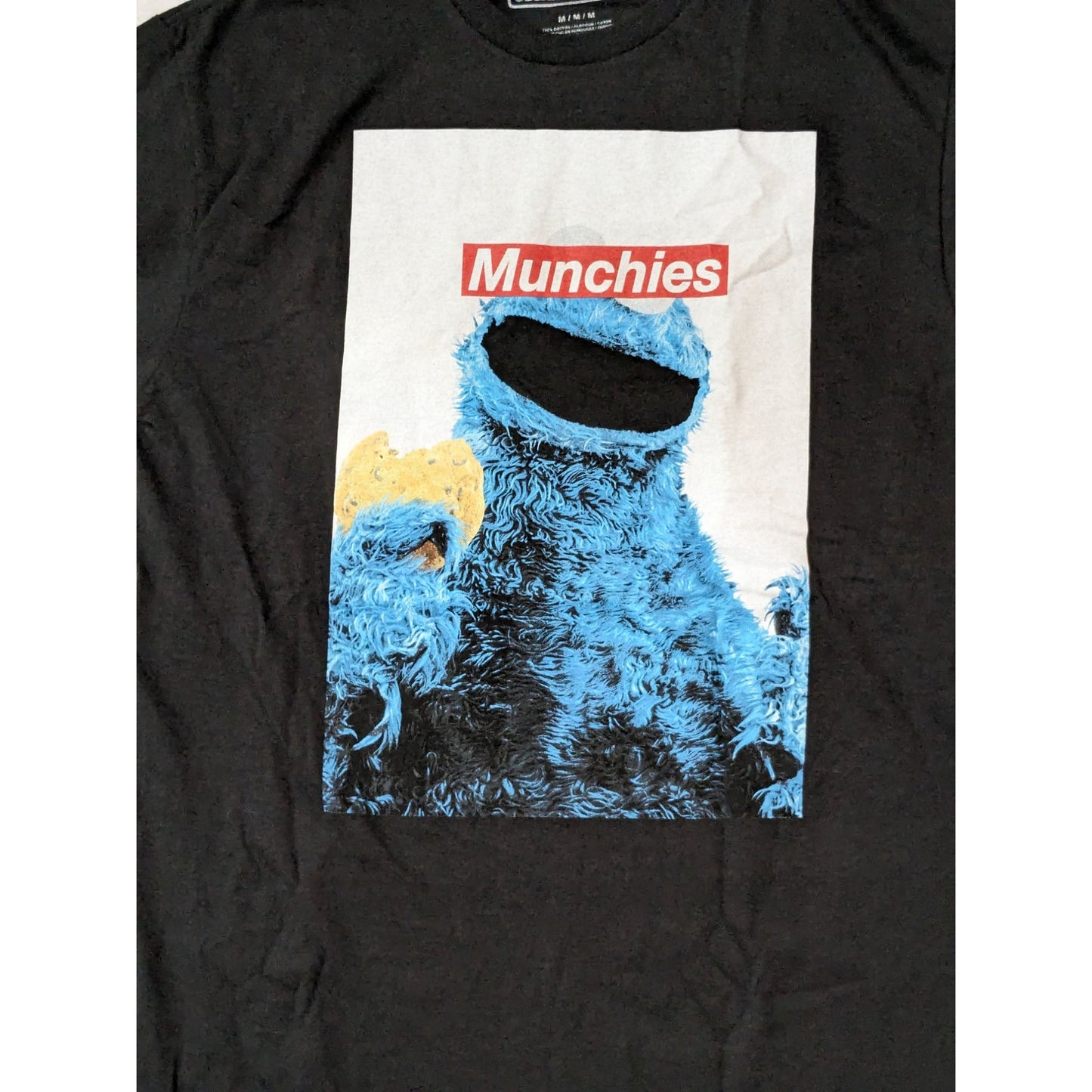 Cookie Monster Cosplay Munchies Black Sesame Street  Pullover Men T-Shirt Size M