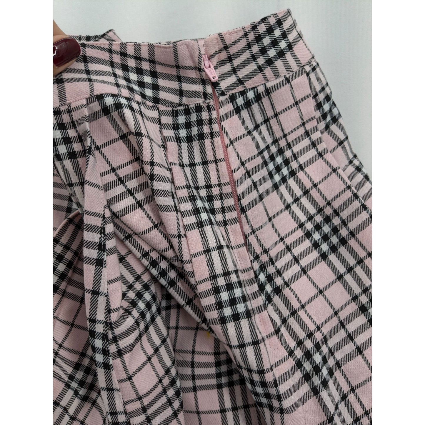 Disney Y2K Plaid Pleated Skort Soft Pink & Black Mini Women Size 2X Academia