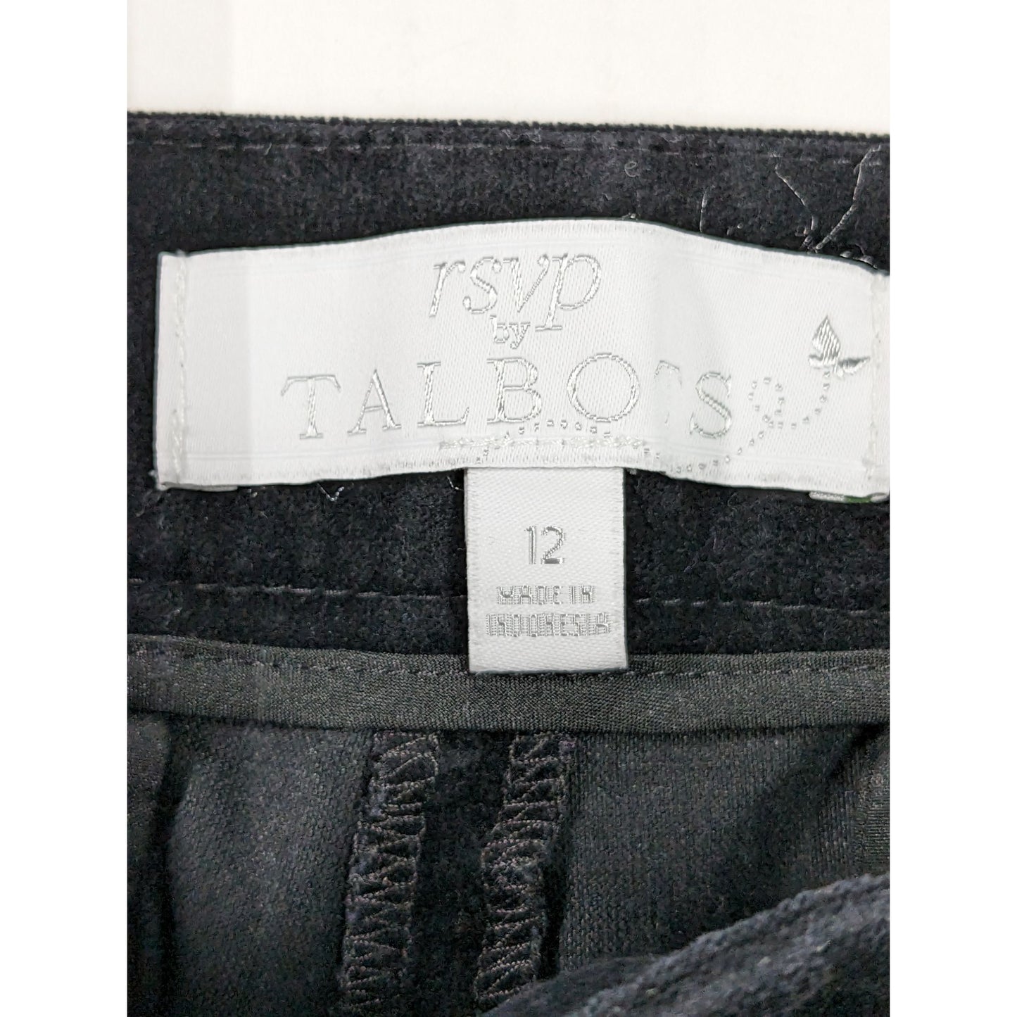 RSVP By Talbots Women Black Corduroy Ruffle Hem Straight Pants Size 12