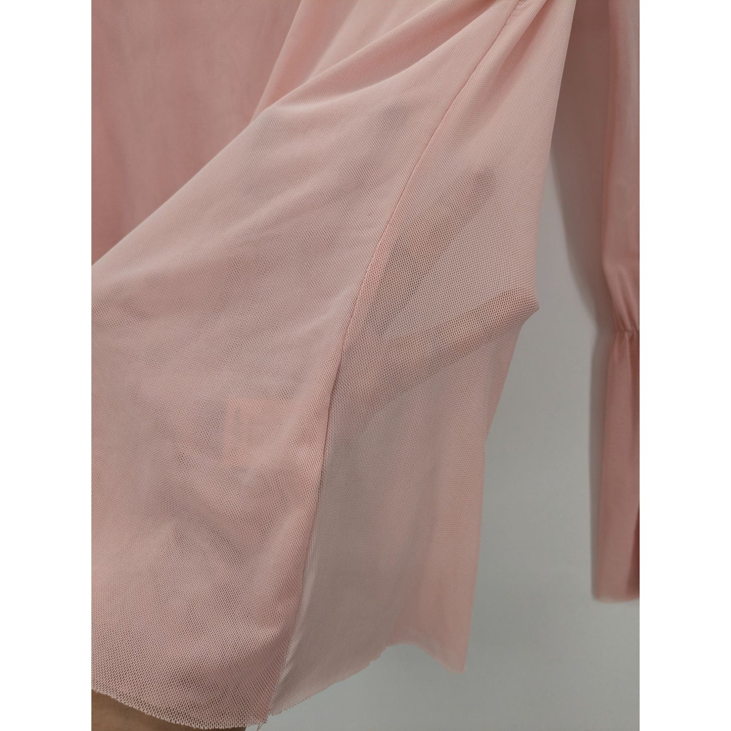 Crave Fame Y2K Mesh Cutout High-Neck Pink Blouse Bell Long Sleeves Women Size S