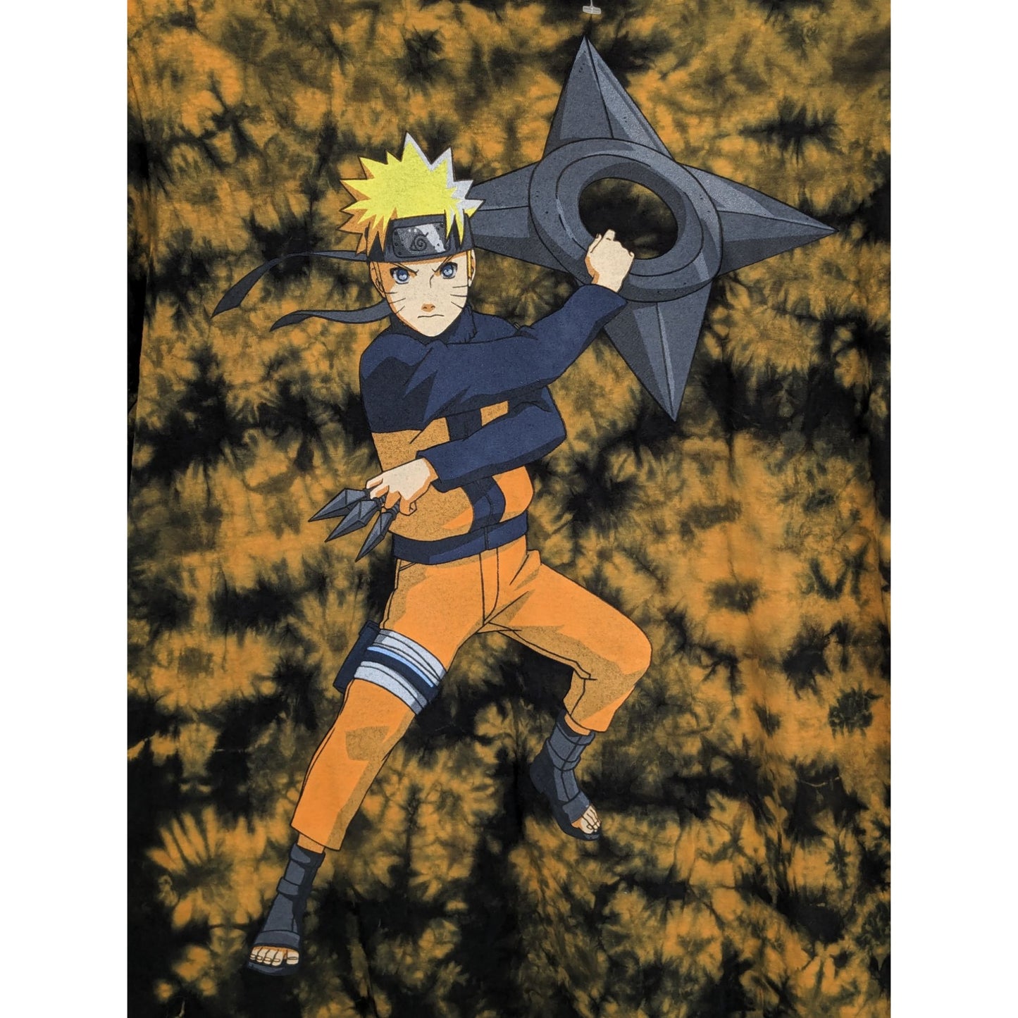 Naruto Shippuden Men Naruto Uzumaki Orange Acid Wash Cosplay T-Shirt Size M