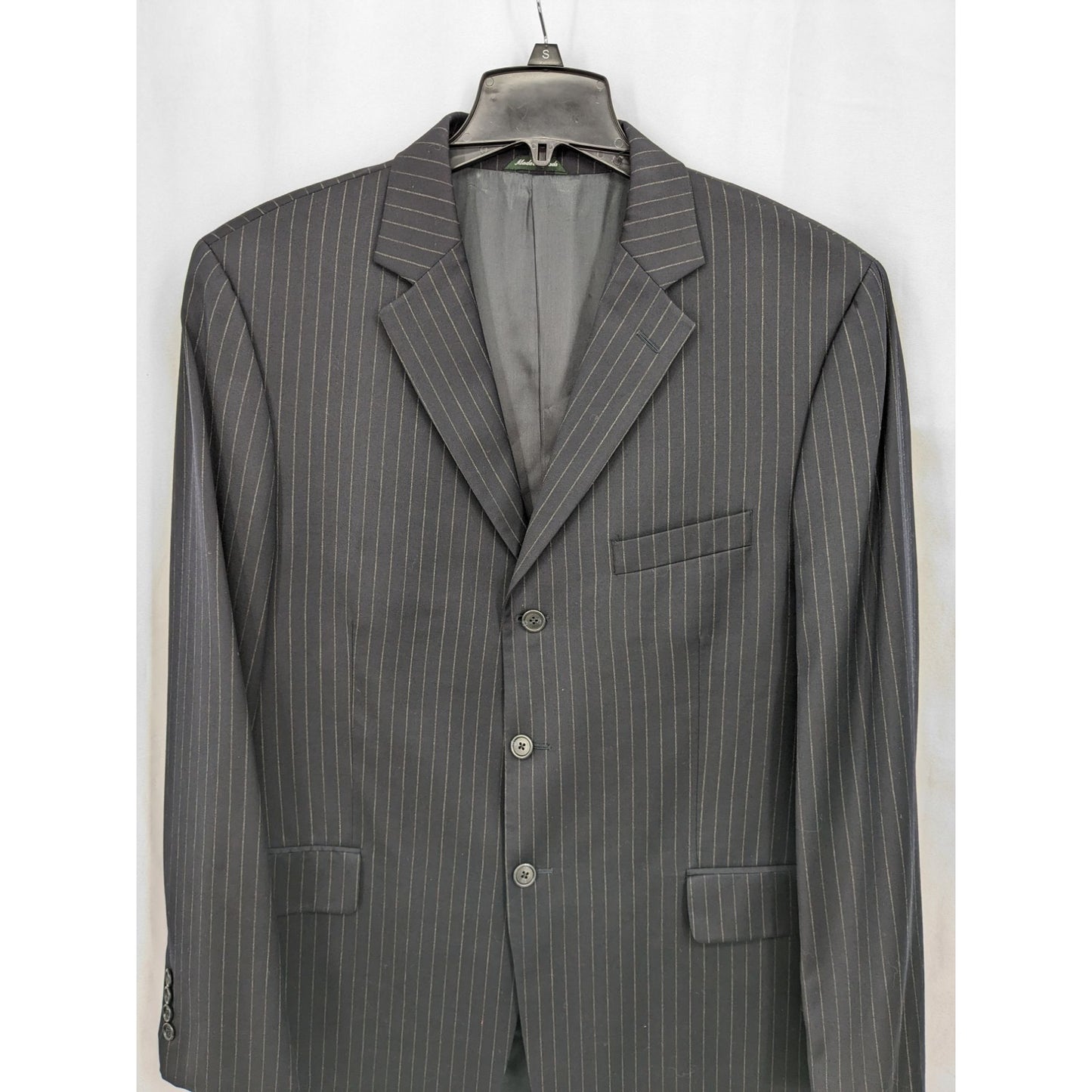 J.Crew Men Navy Blue Pinstripes Wool Three Button-Up Blazer Jacket Size 44L