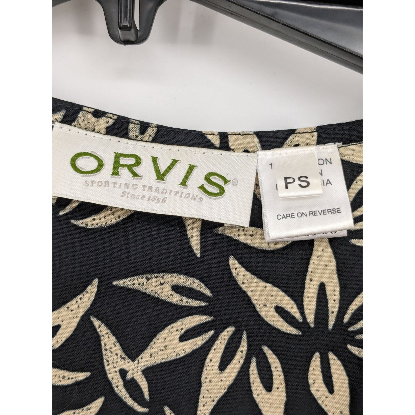 Orvis Women Black Floral Midi V-Neck Short Sleeve Boho Wrap Dress Size Petite S