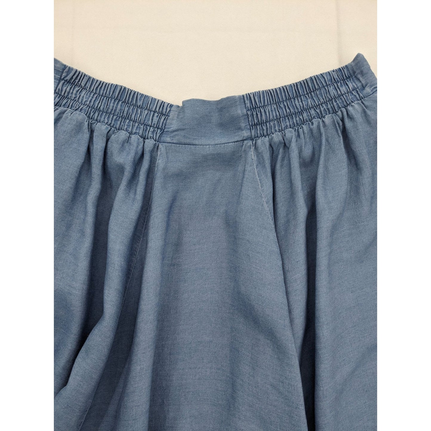 Torrid Blue Chambray Skirt Mini Skater Pull-on Coastal High Waist Women Size 12