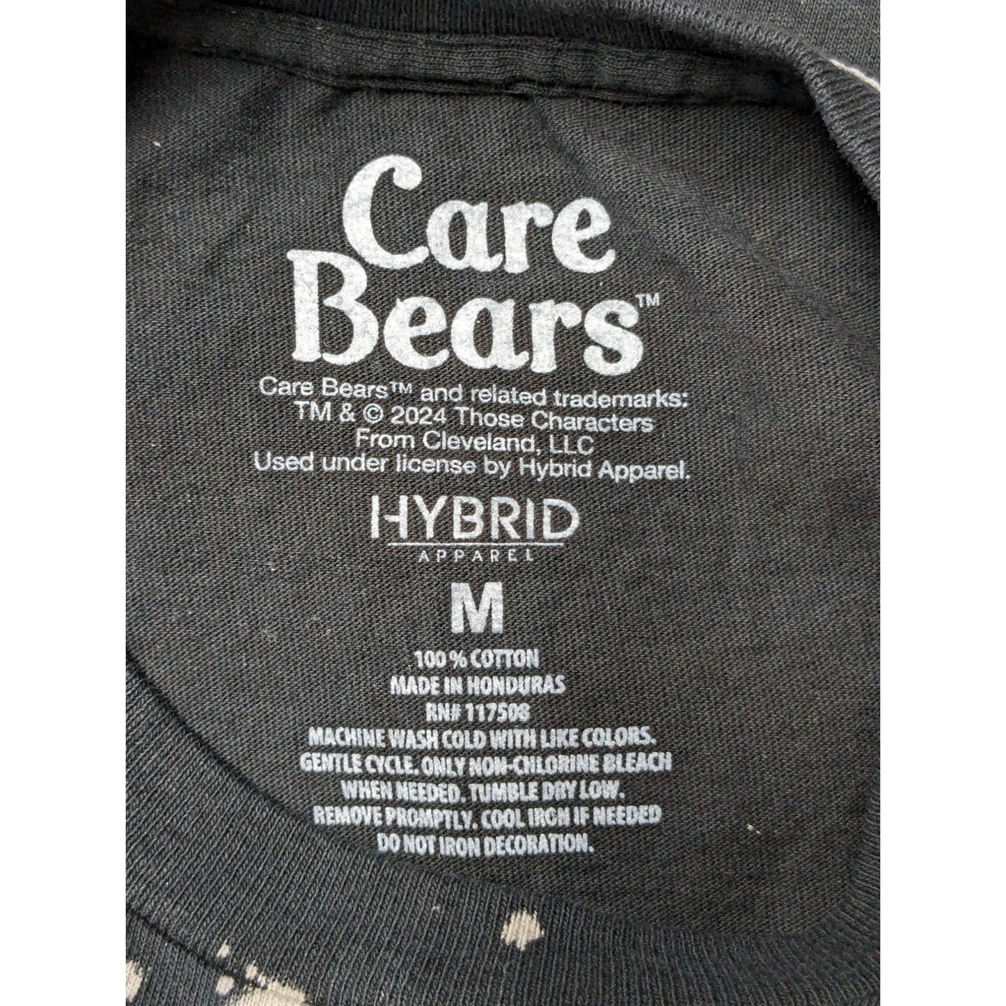 Care Bears Bleached Group Cloud Black Grunge Boyfriend Fit Women T-Shirt Size M