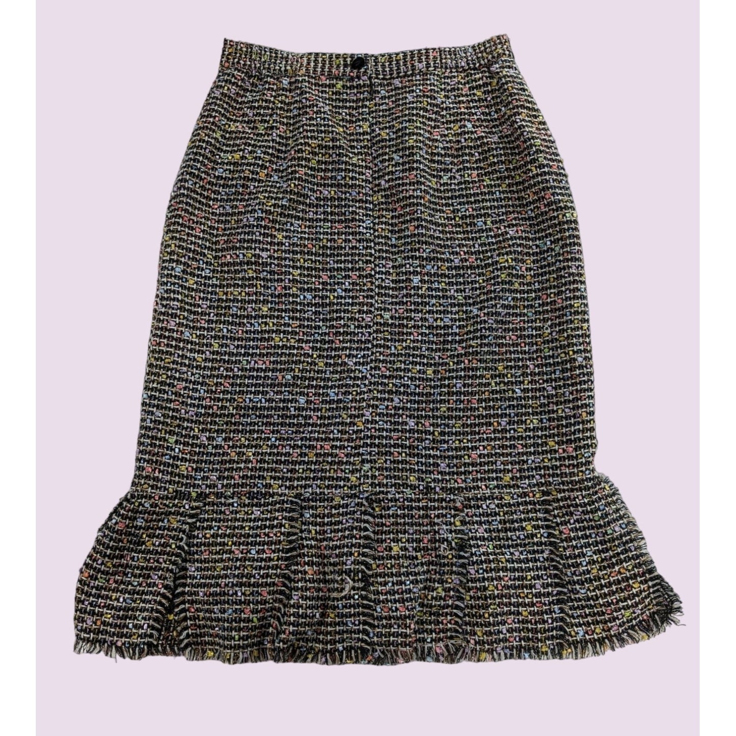 Vintage Lily & Taylor Women Metallic Tweed Flared Hem Midi Pencil Skirt Size 12