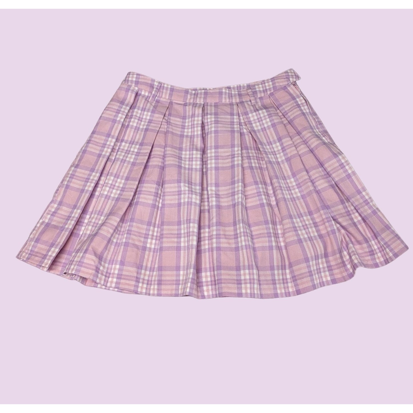 Sweet Society Women Pink & Lavender Plaid Pleated Mini Skirt Size M