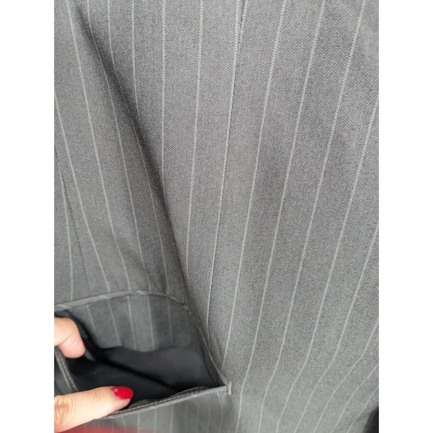 Jean Paul Men Black Pinstripes Single Breasted Blazer Suit Jacket Size 46R