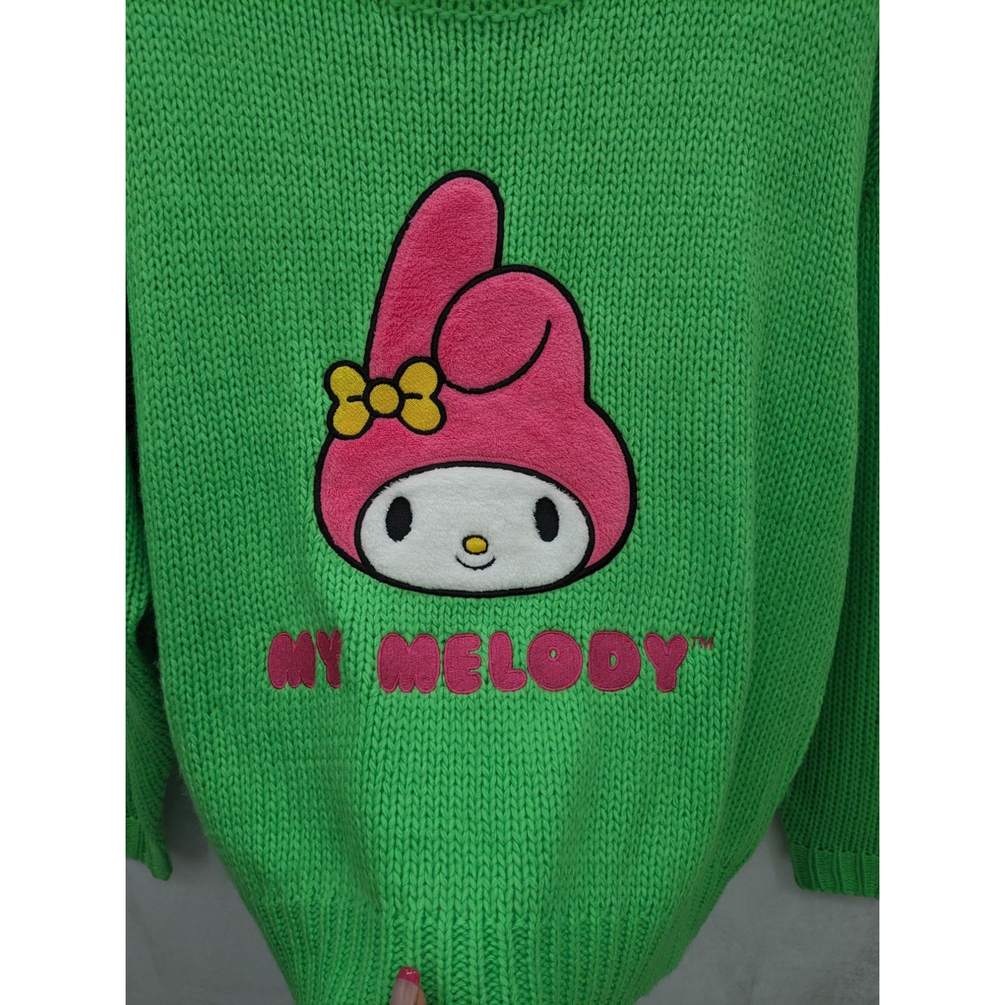 Hello Kitty & Friends Women Green My Melody Graphic Print knit Sweatshirt Size S