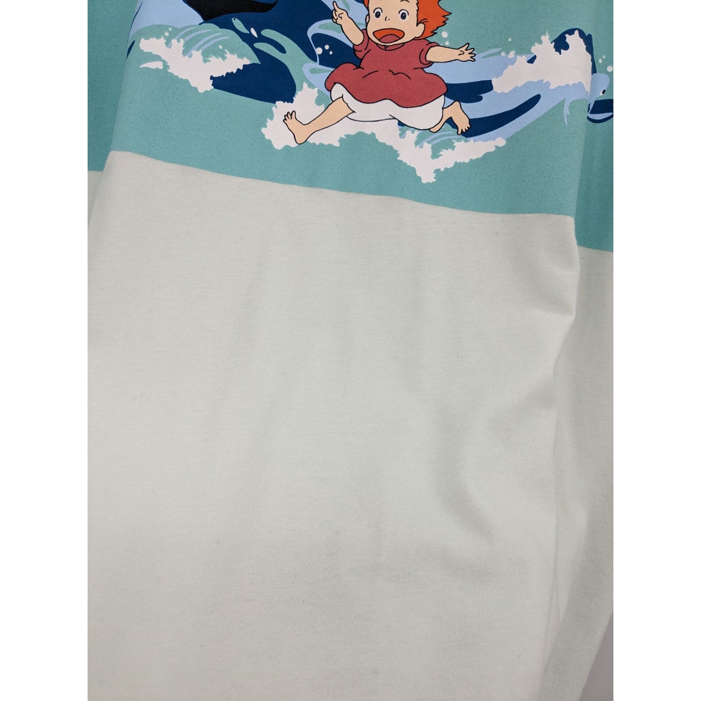 Studio Ghibli Ponyo Ringer Stripe Graphic Short Sleeve Anime Women Shirt Size M