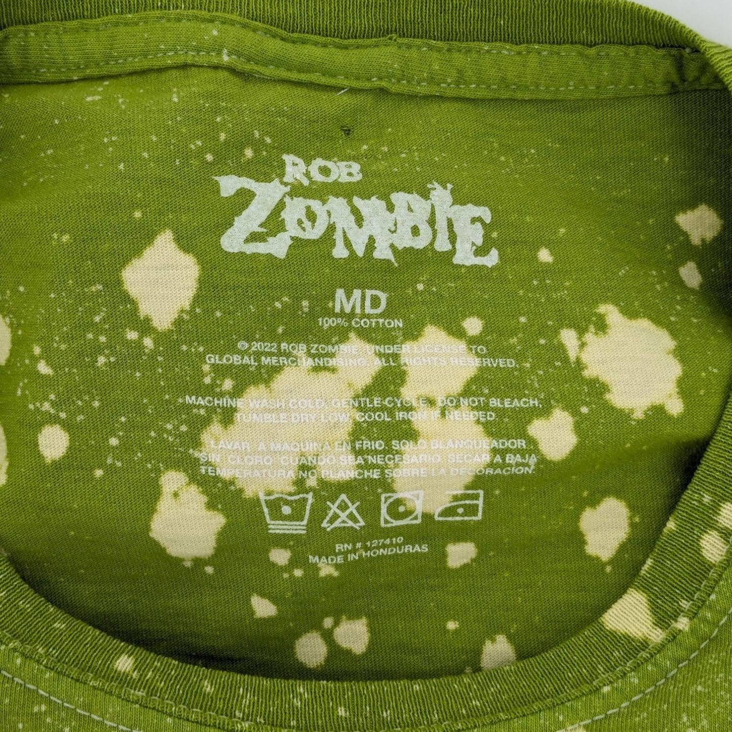 Rob's Zombie Green Bleached Bapho Censored Boyfriend Fit Women T-Shirt Size M