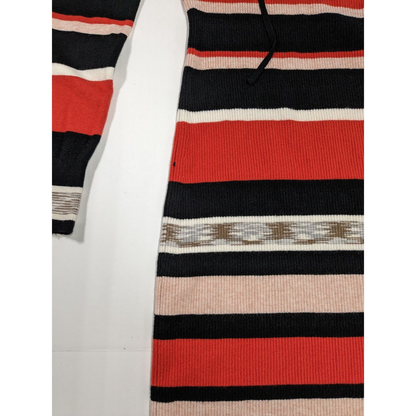 BCBGMaxazria Women Lace-Up Striped Fitted Sweater Dress Size M