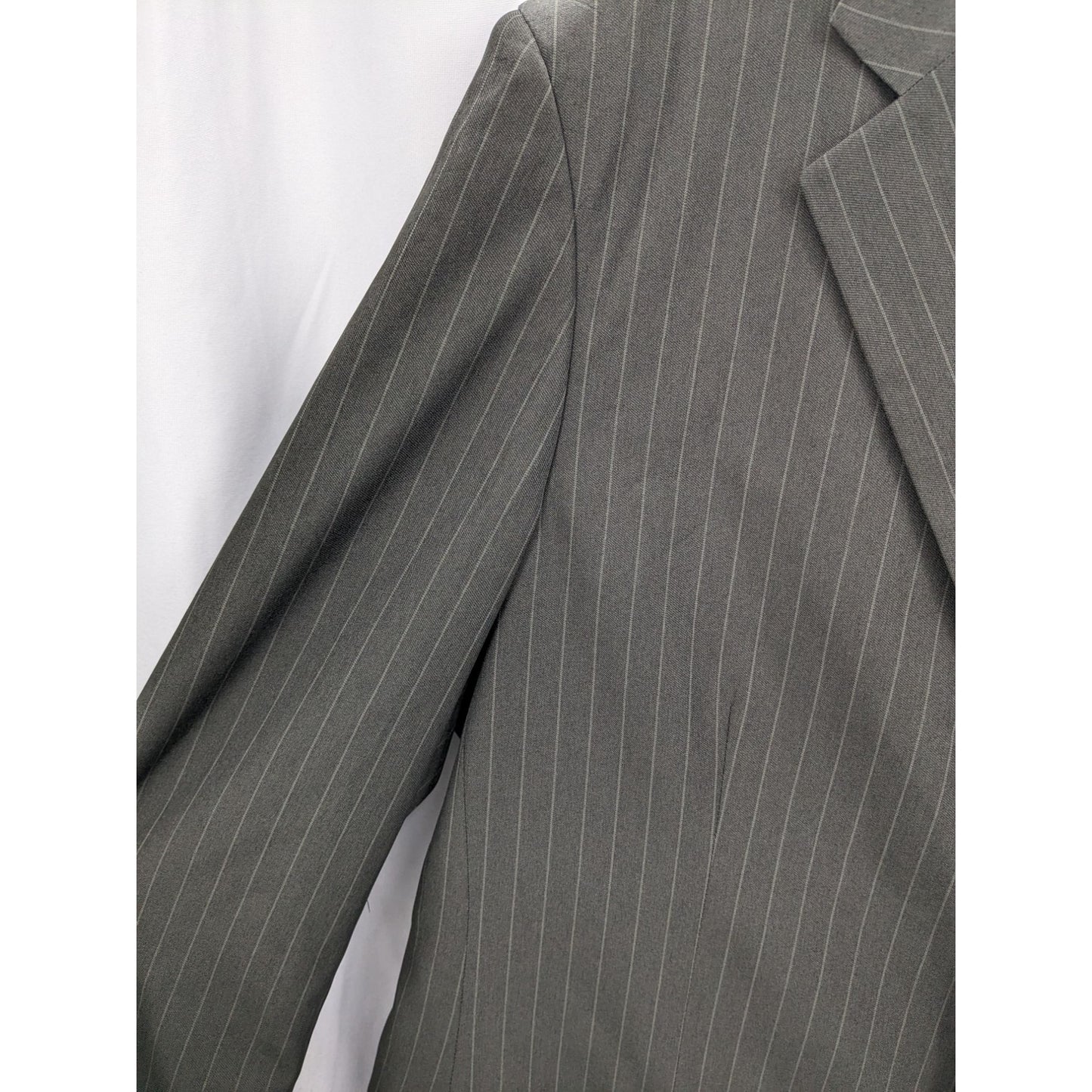 Jean Paul Men Black Pinstripes Single Breasted Blazer Suit Jacket Size 46R