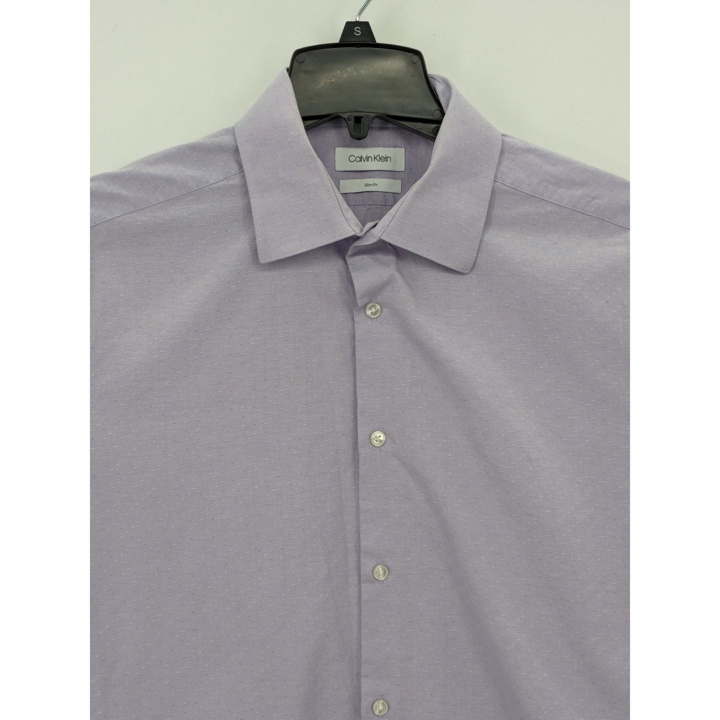 Calvin Klein Lavender Slim Fit Geometric Button-Up Preppy Dress Shirt Size L