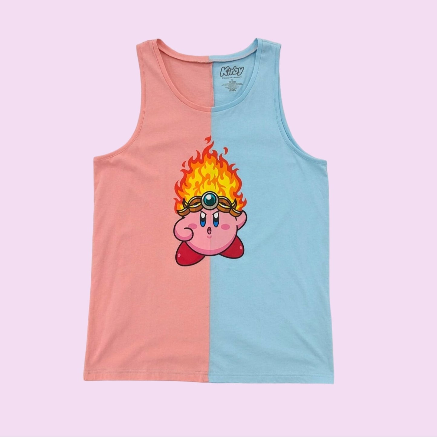 Nintendo Kirby Fire Split Crewneck Sleeveless Cosplay Men Print Tank Top Size M