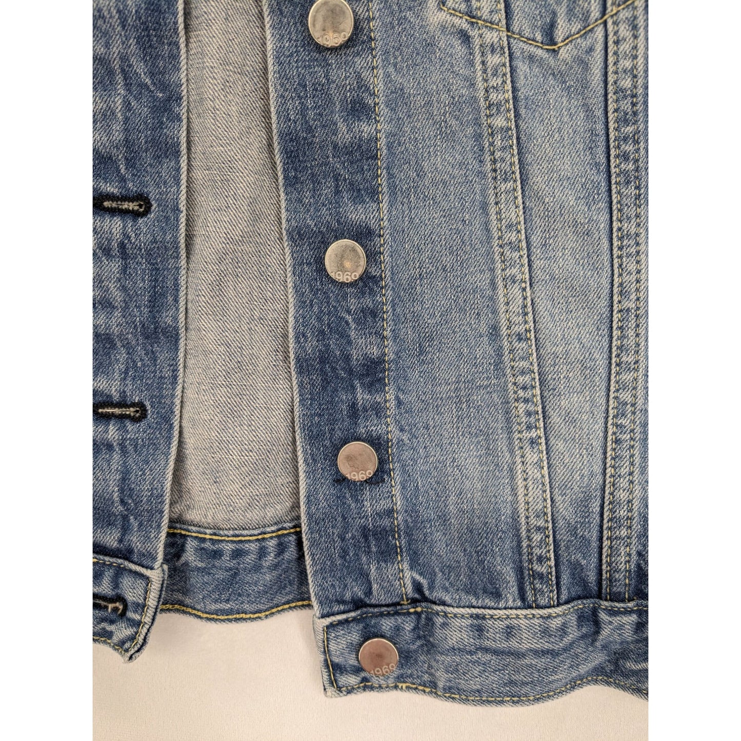 Gap 1969 Denim Sleeveless Distressed Button-Up Grunge Women Vest Jacket Size S