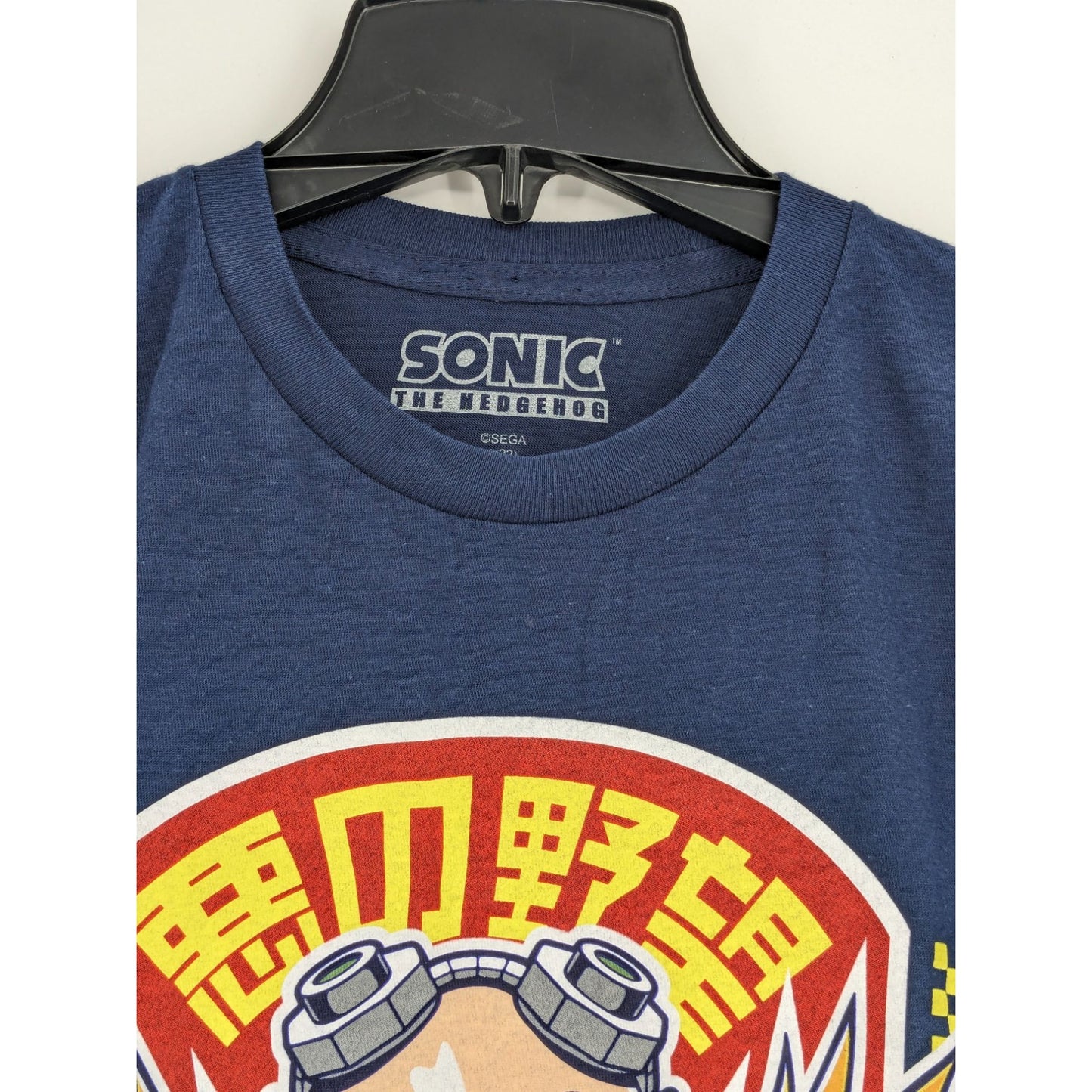 Sonic The Hedgehog Eggman Blue Pullover Crew Neck Unisex Graphic T-Shirt Size M